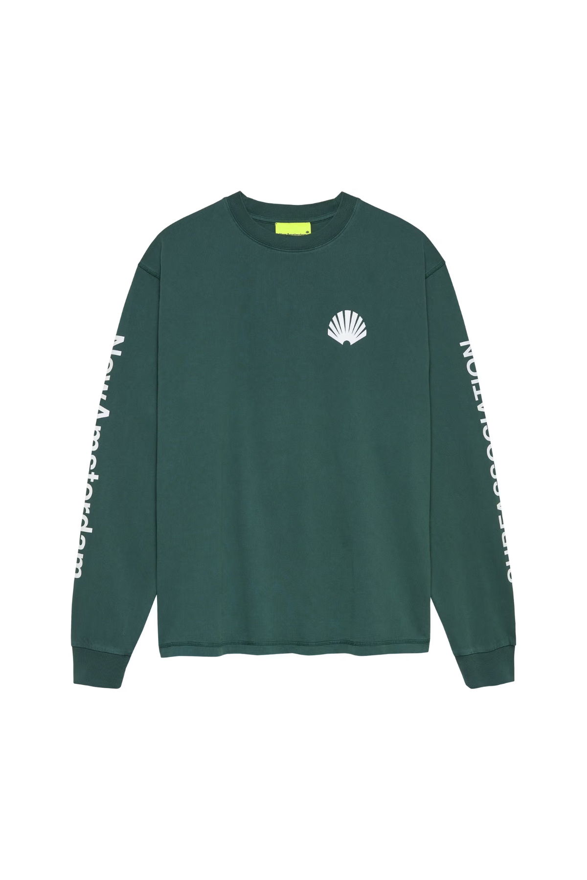 LOGO-SHIRT MET LANGE MOUWEN - FLESSENGROEN/WIT
