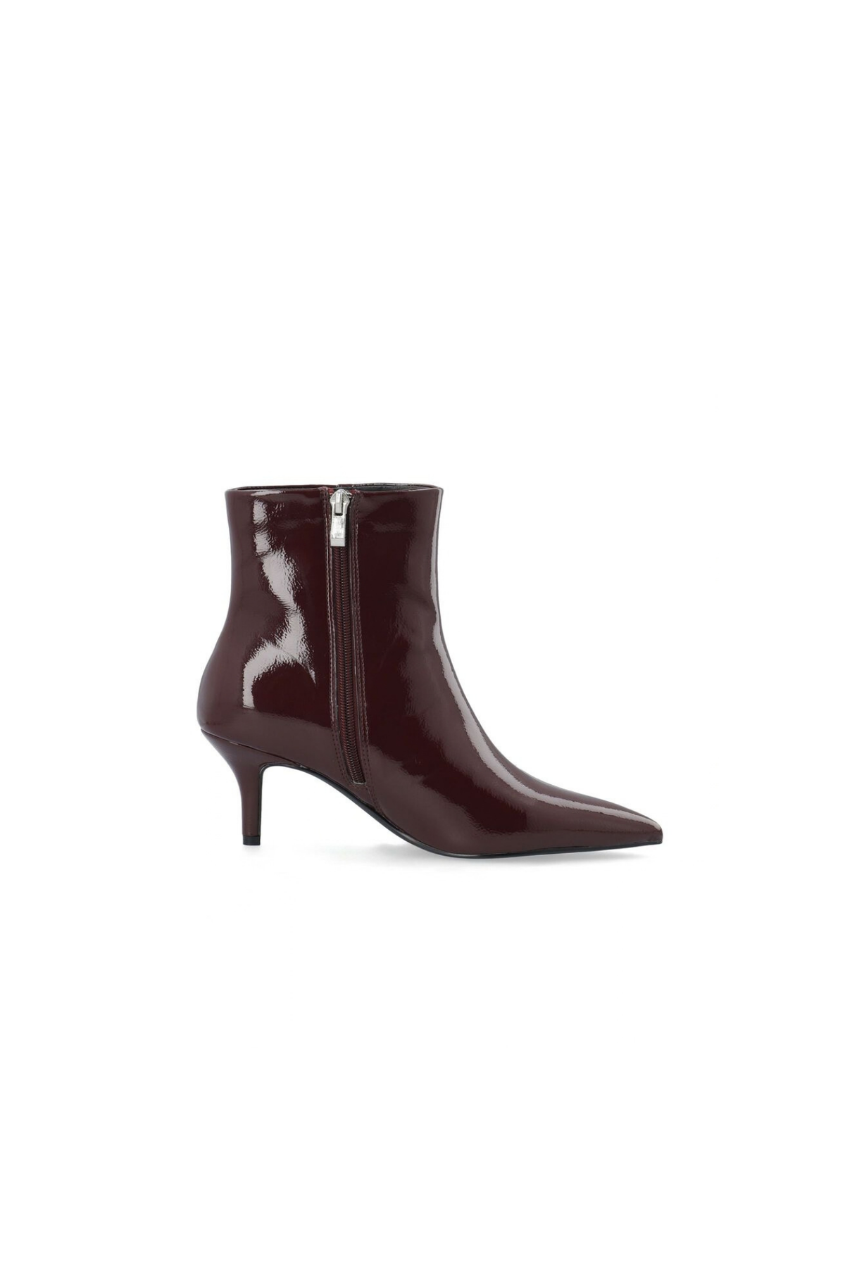 TYRA ANKLE ZIP BOOTS - BURGUNDY PATENT