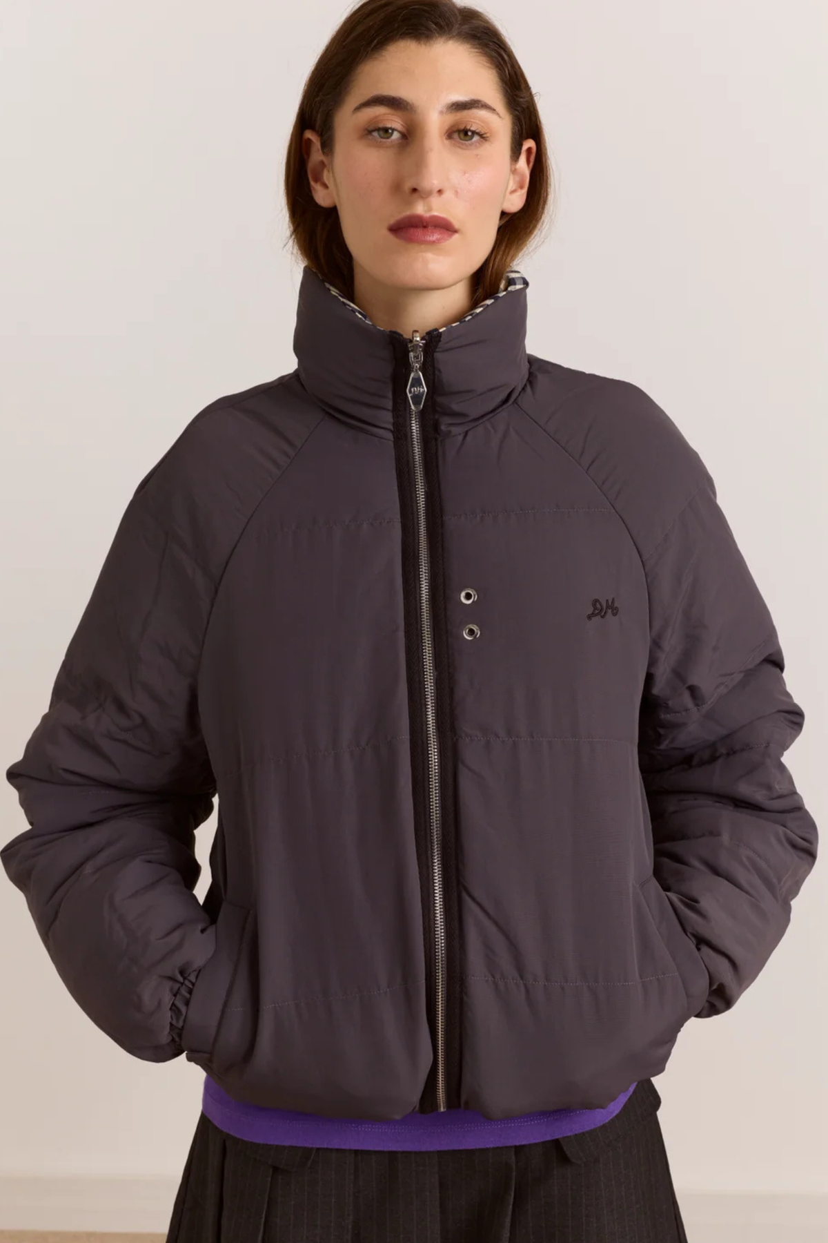 REVERSIBLE OPAL PUFFER - MIX GINGHAM