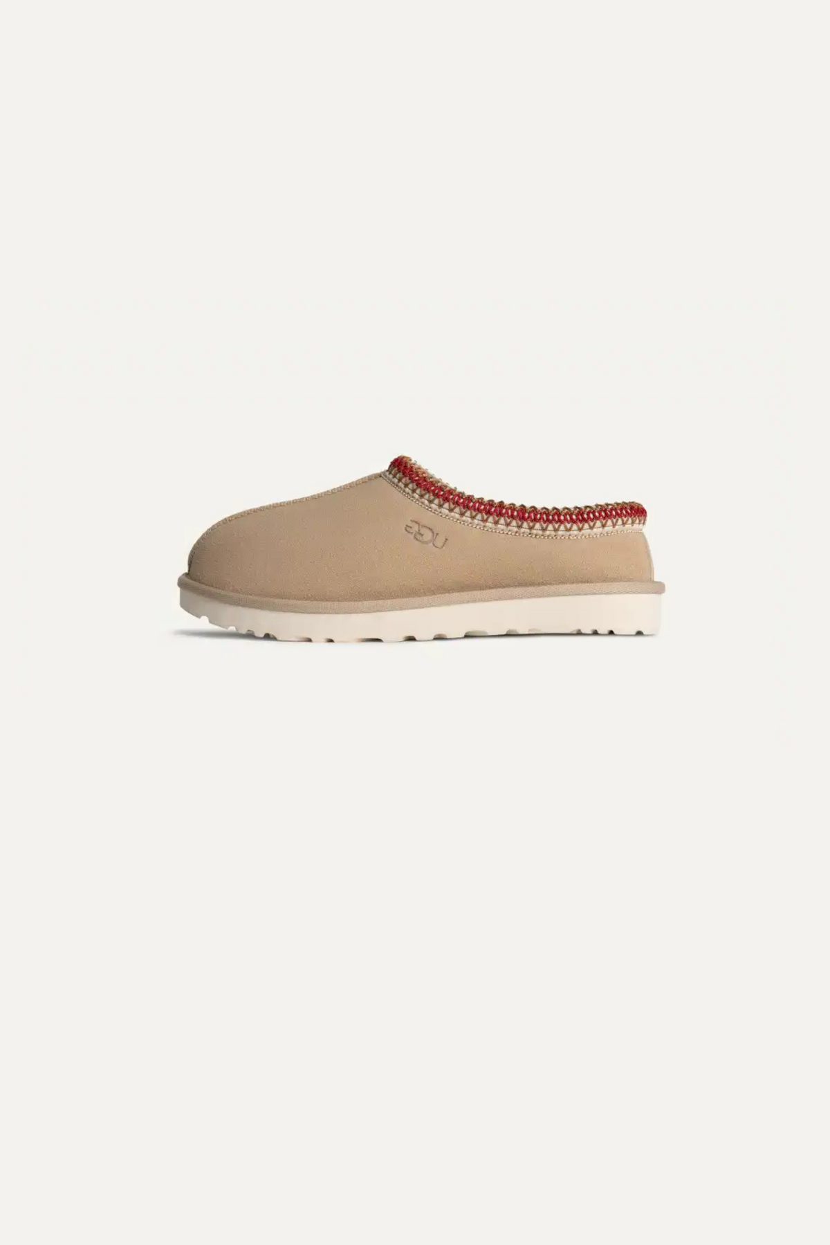 UGG women tasman in sand/dark cherry. Side view