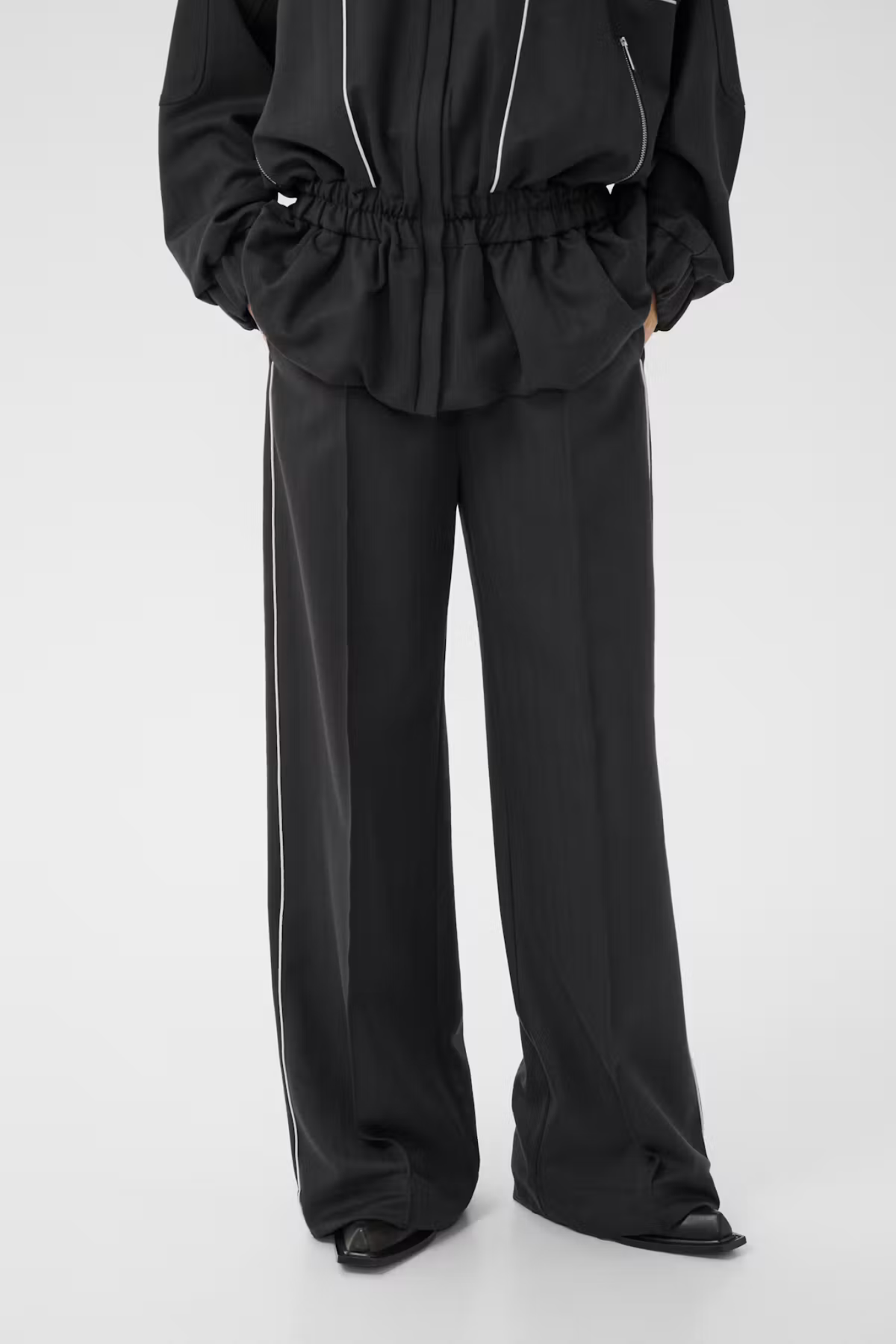 ALEZIA HW PANTS - GREY HERRINGBONE