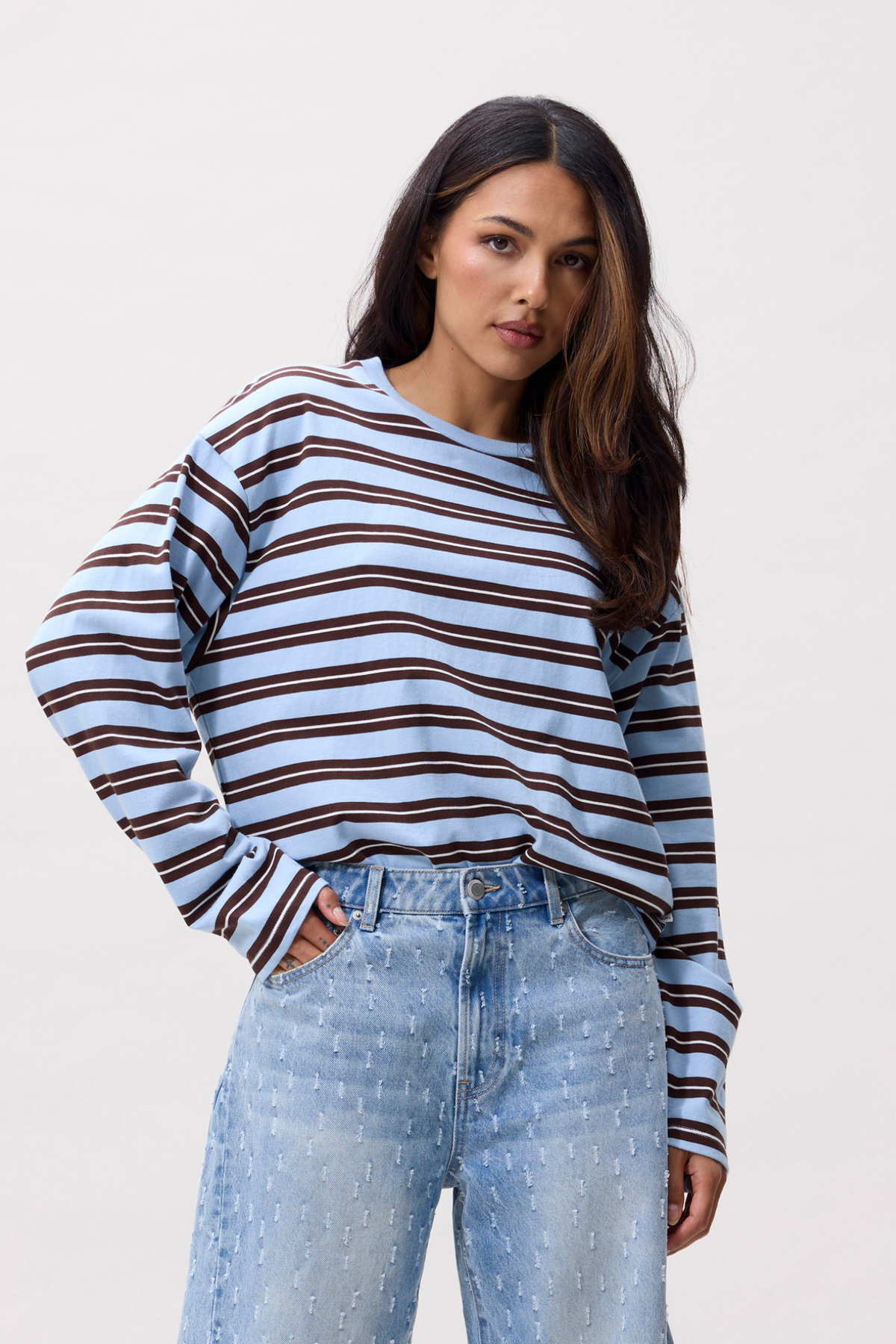 GESTREEPTE SHIRT MET LANGE MOUWEN - AIR