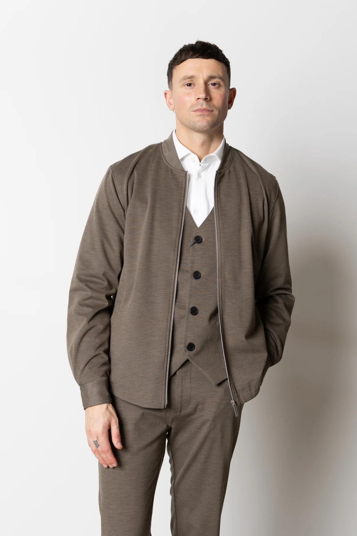 BRENDON JERSEY JACKET - DARK KHAKI
