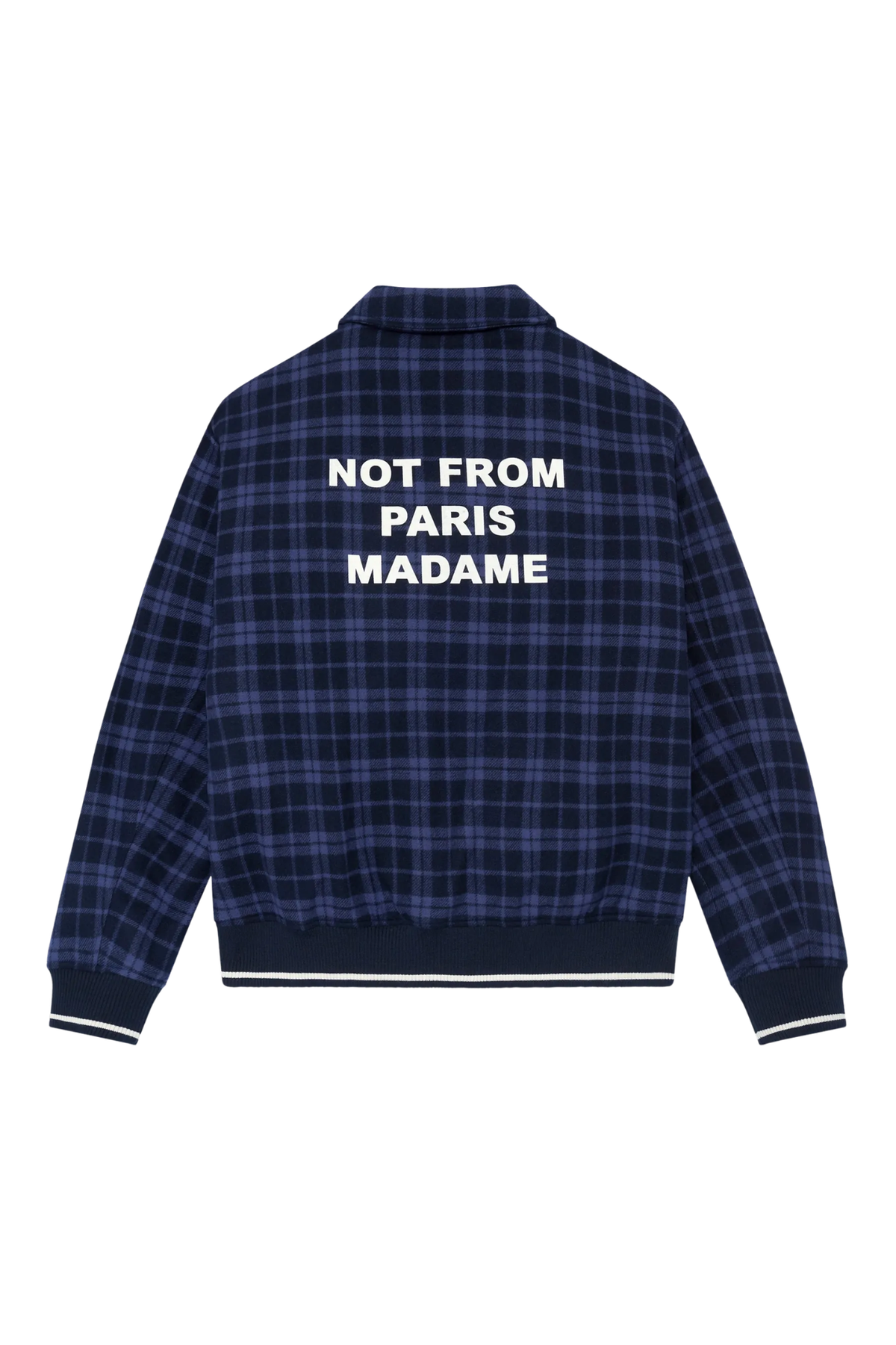 CHECK FLANNEL WITH SLOGAN JACKET - NAVY