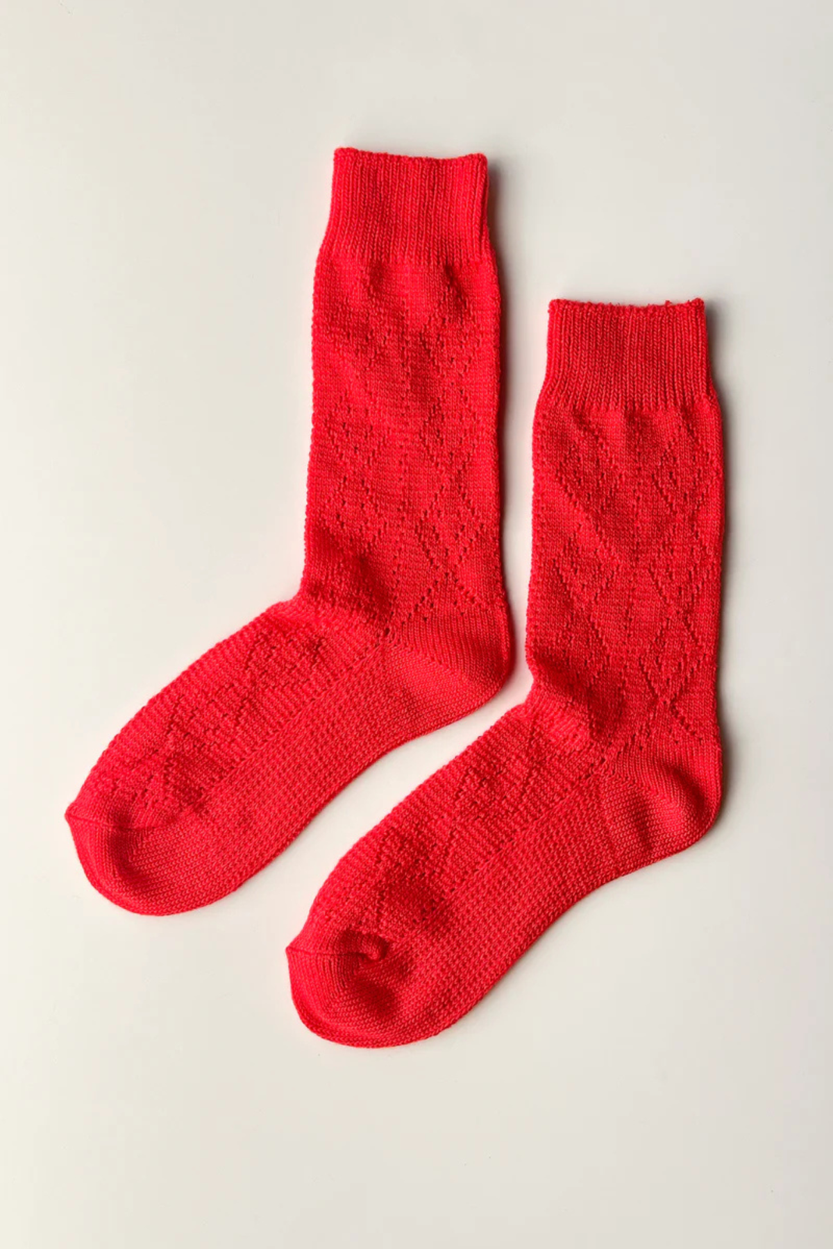 CHAUSSETTES EN MODAL À ŒILLETS - ROUGE COQUELICOT