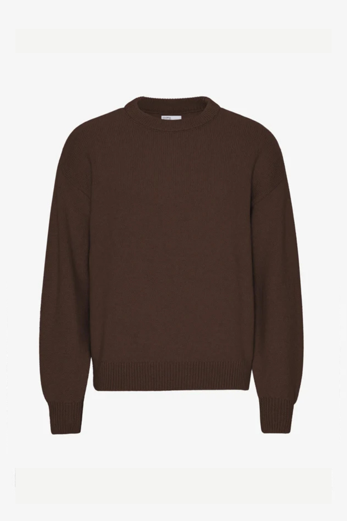 OVERSIZED MERINOWOLLEN TRUI MET RONDE HALS - KOFFIEBRUIN