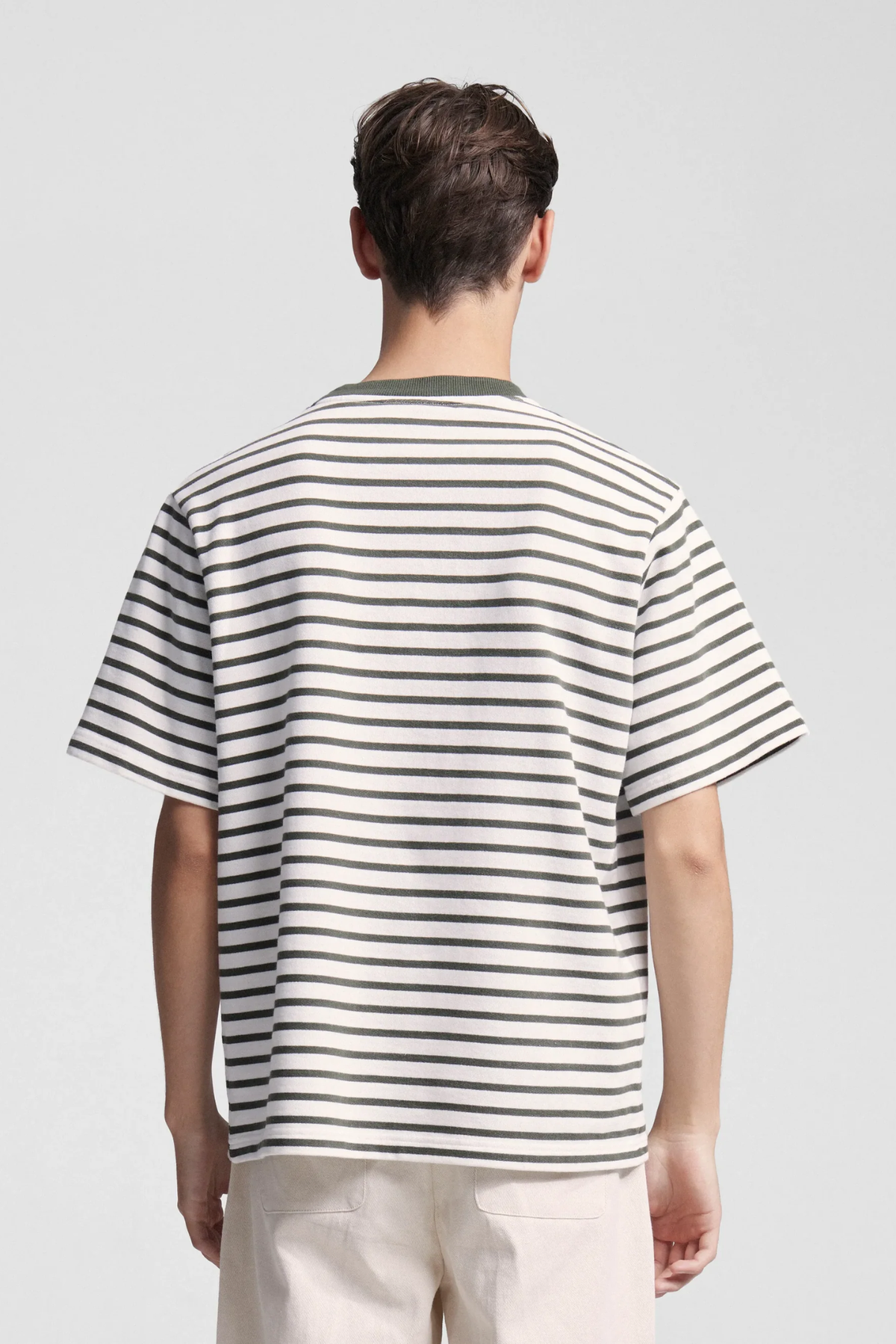 VARSITY STRIPED T-SHIRT - OLIVE GREEN