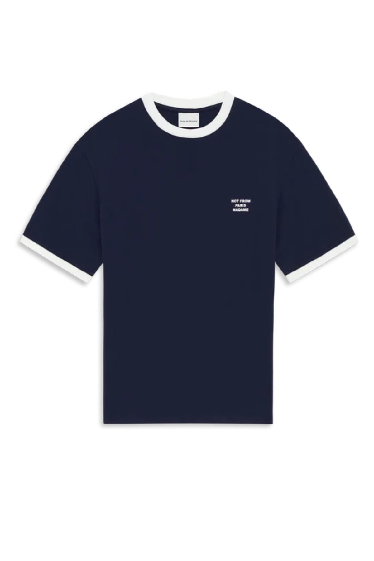 T-SHIRT MET SLOGAN IN CONTRASTKLEUR - MARINEBLAUW