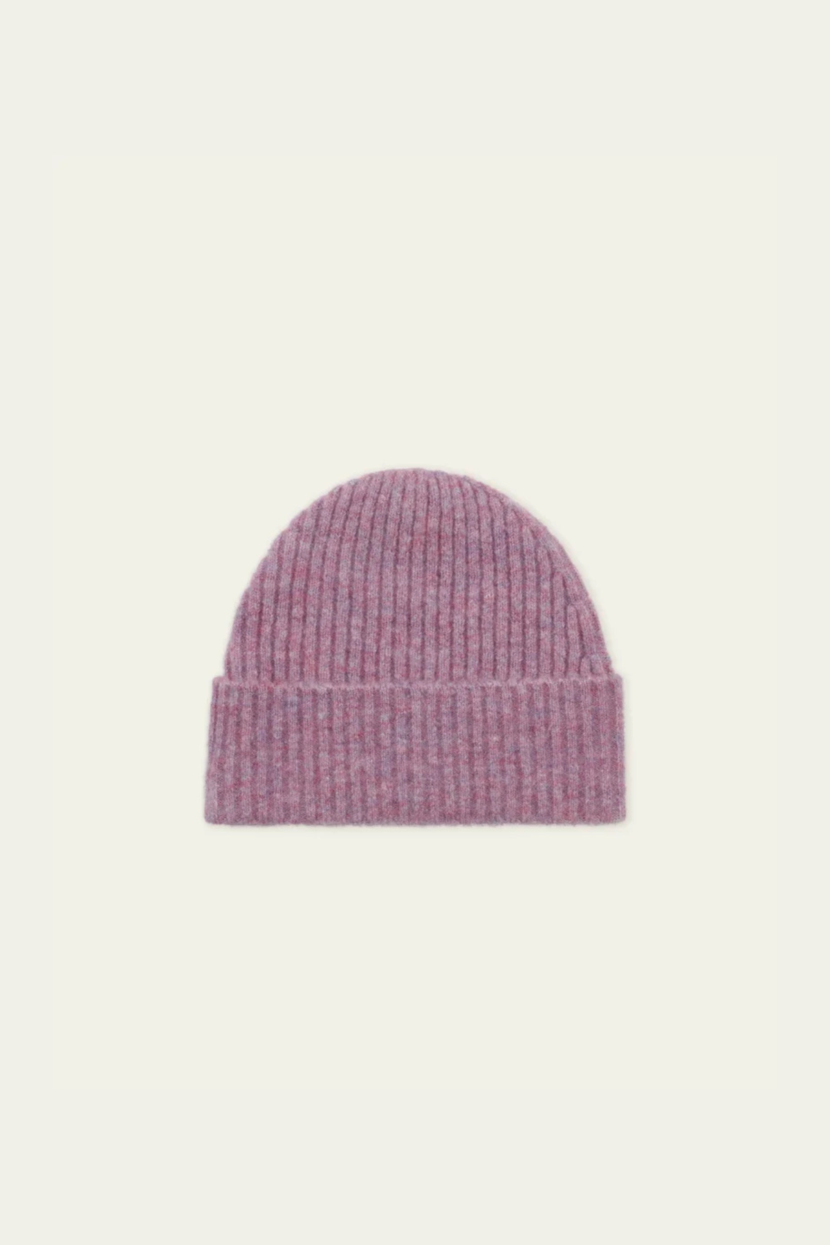 RIB BEANIE - OYSTER ROSE MELANGE
