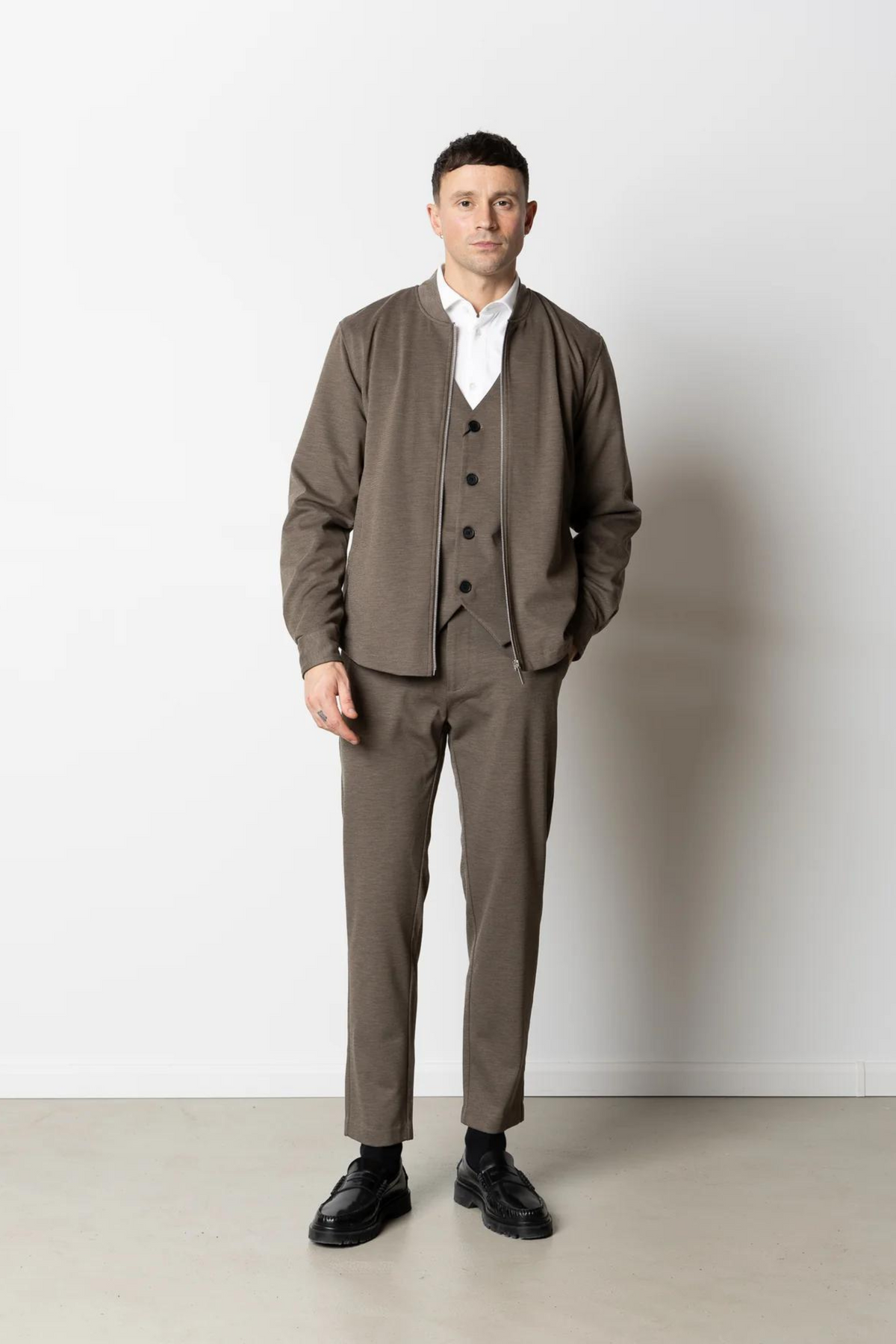 BRENDON JERSEY JACKET - DARK KHAKI