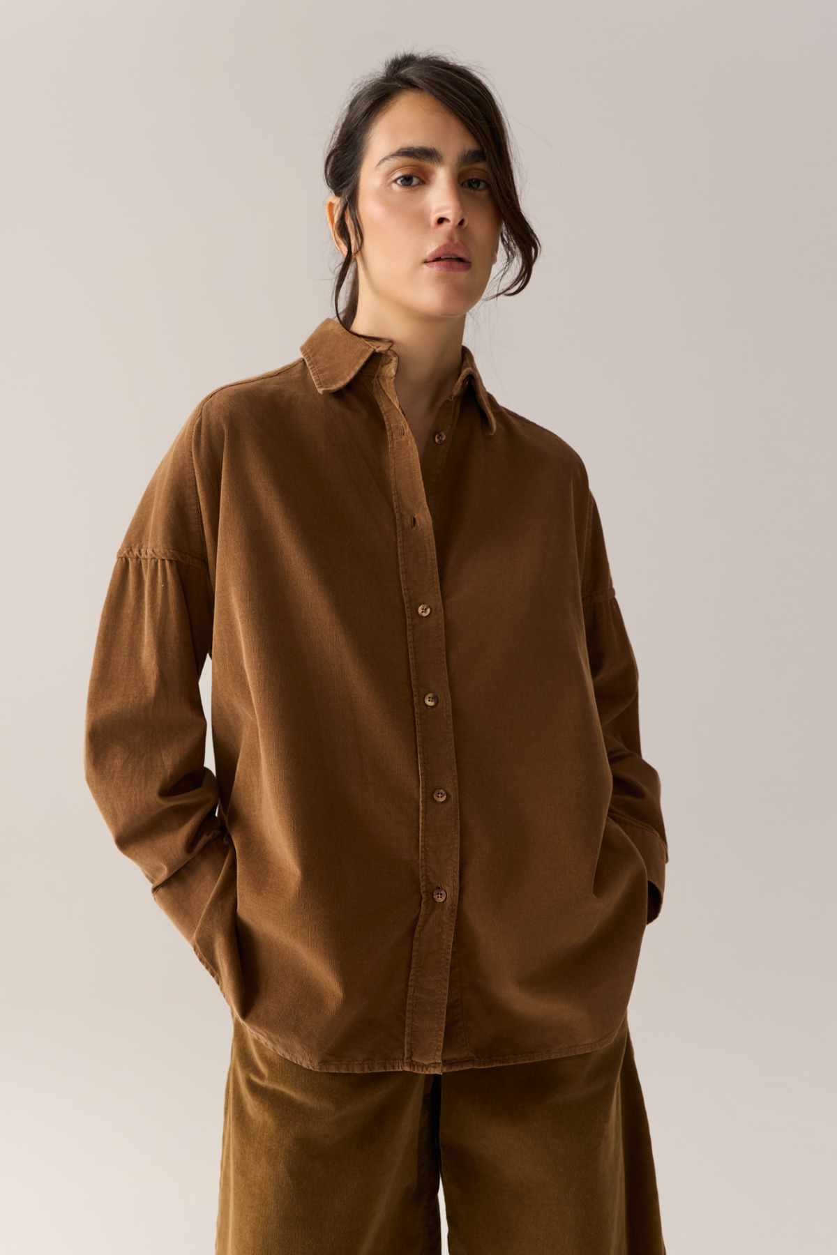 ROSS CORDUROY SHIRT - CARAMEL CAFE