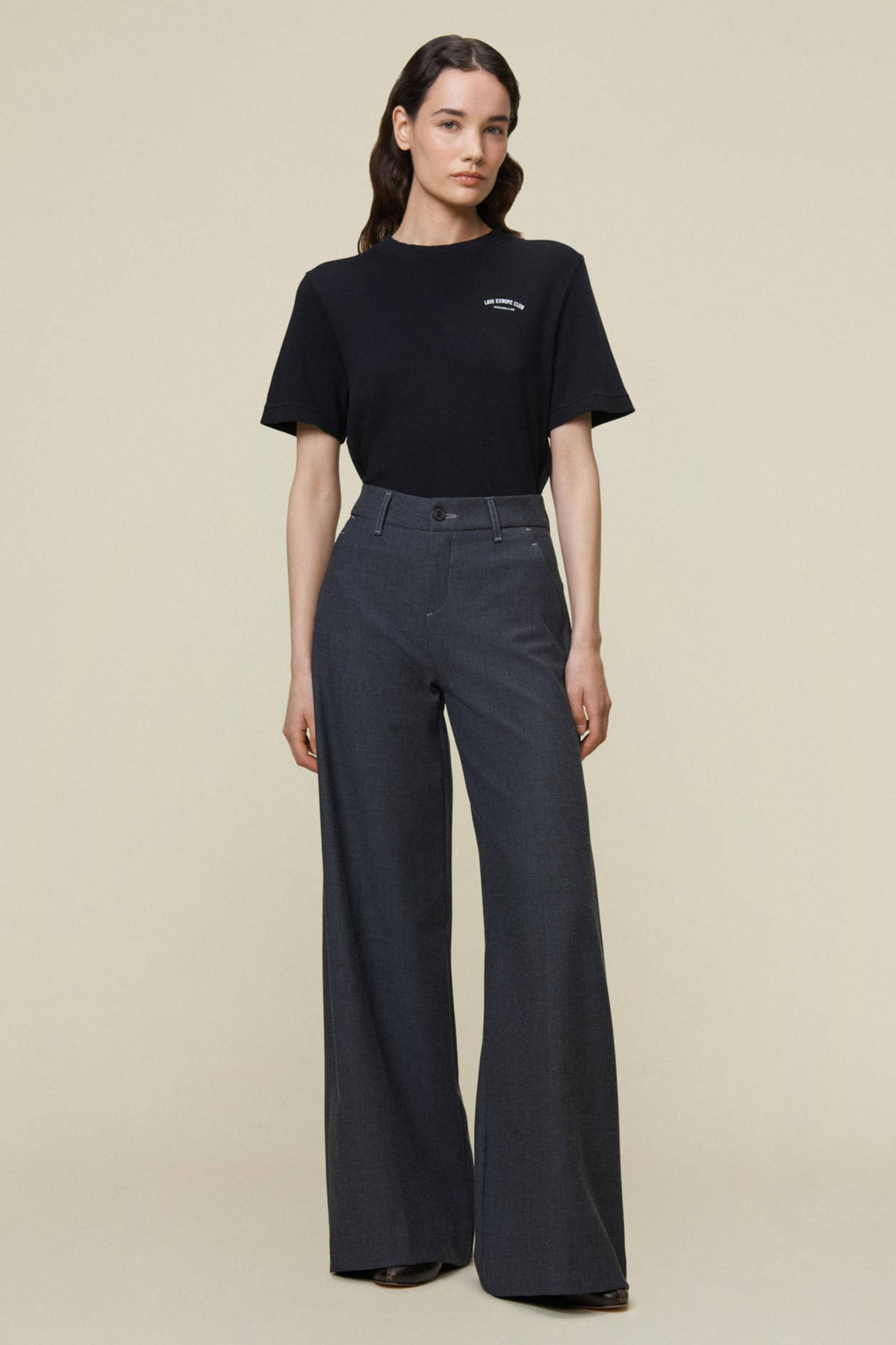 SILVIA WIDE ROBLE FLEECE PANTS - NAVY