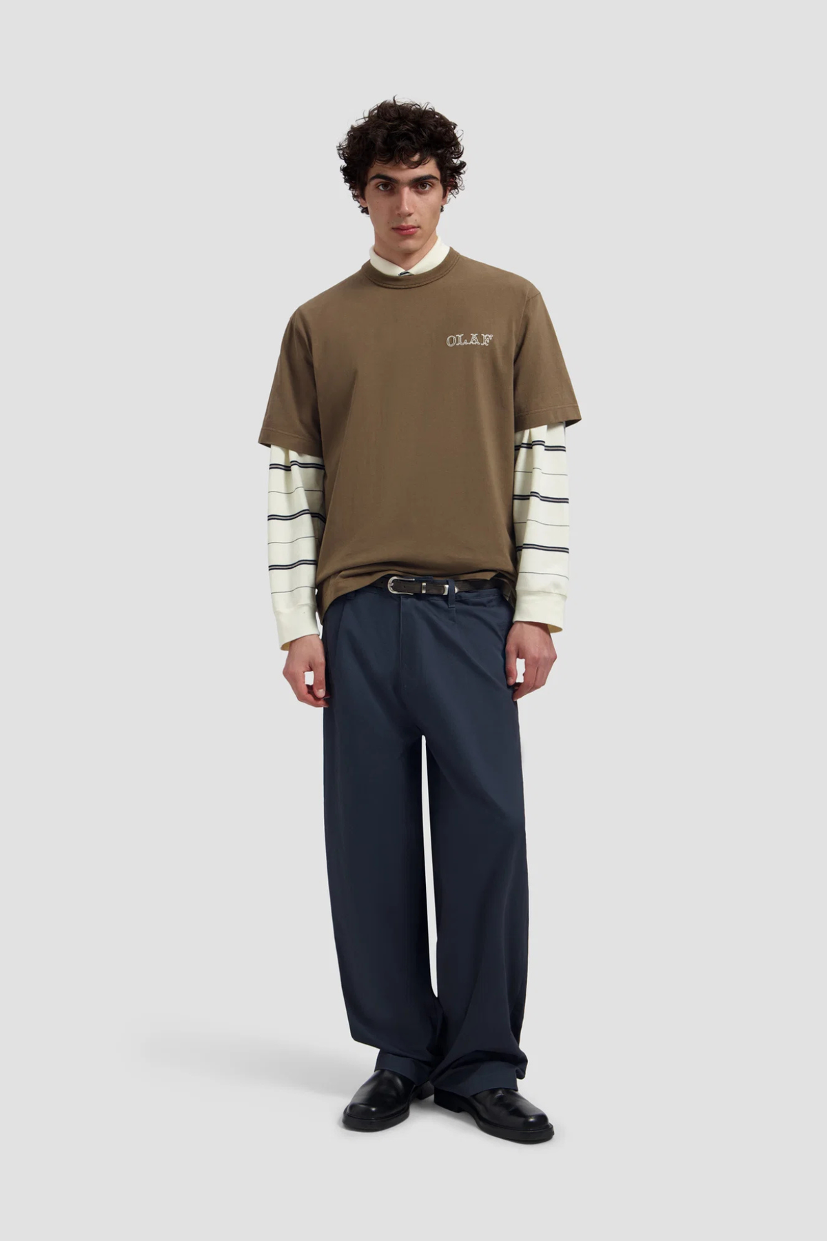 WASHED BARREL LEG PANTS - NAVY