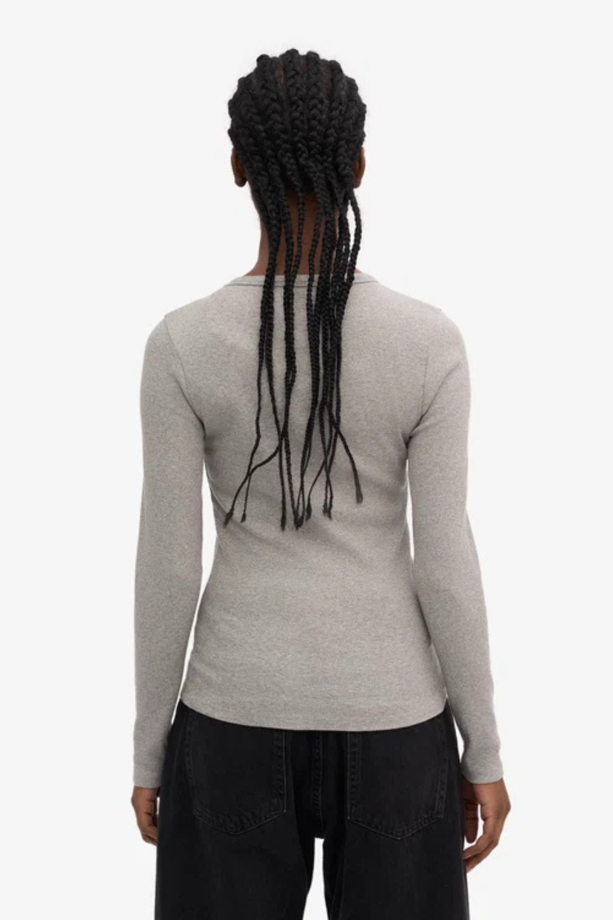 ORGANIC RIB LS T-SHIRT WOMEN - HEATHER GREY