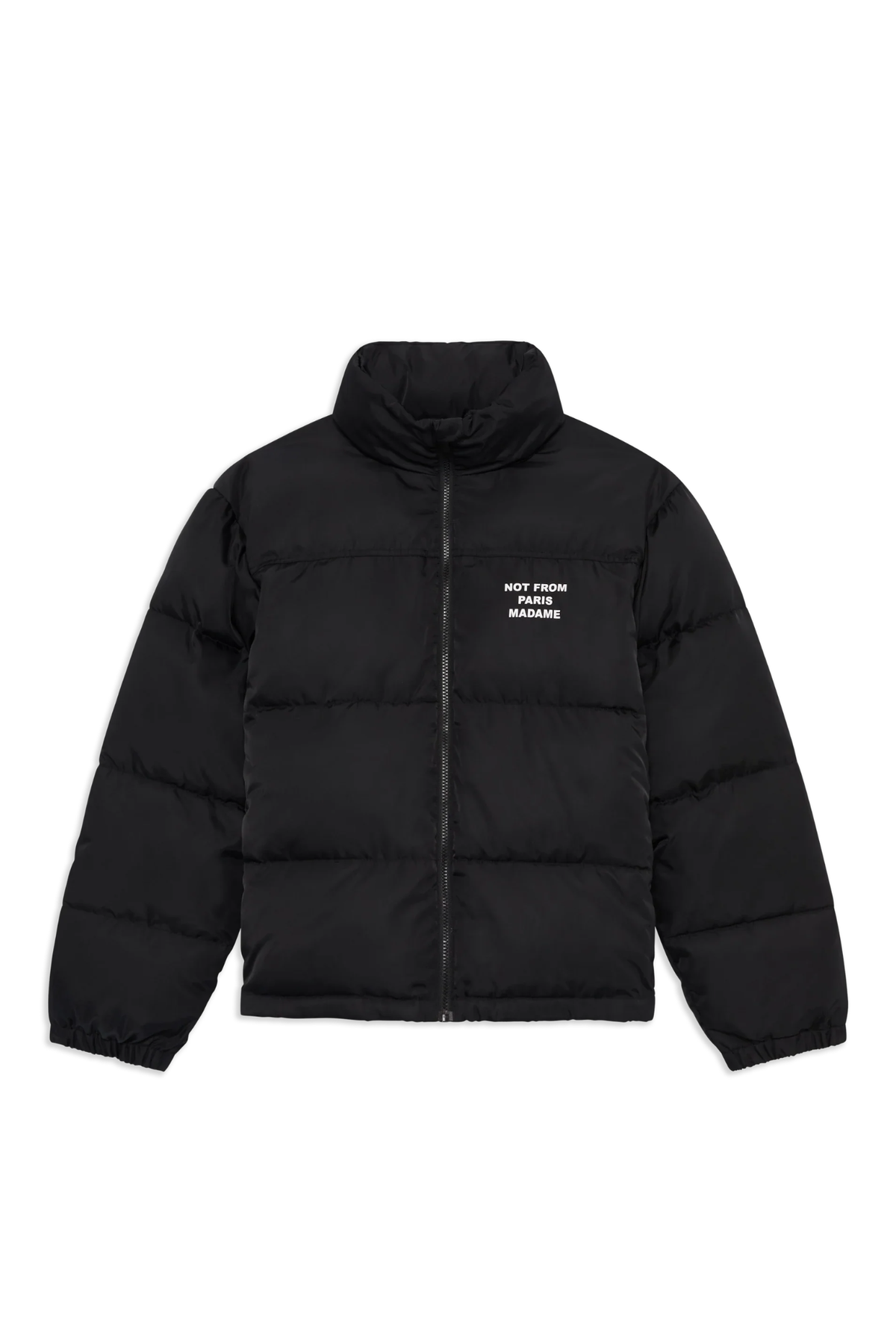 SLOGAN PUFFER JACKET - BLACK