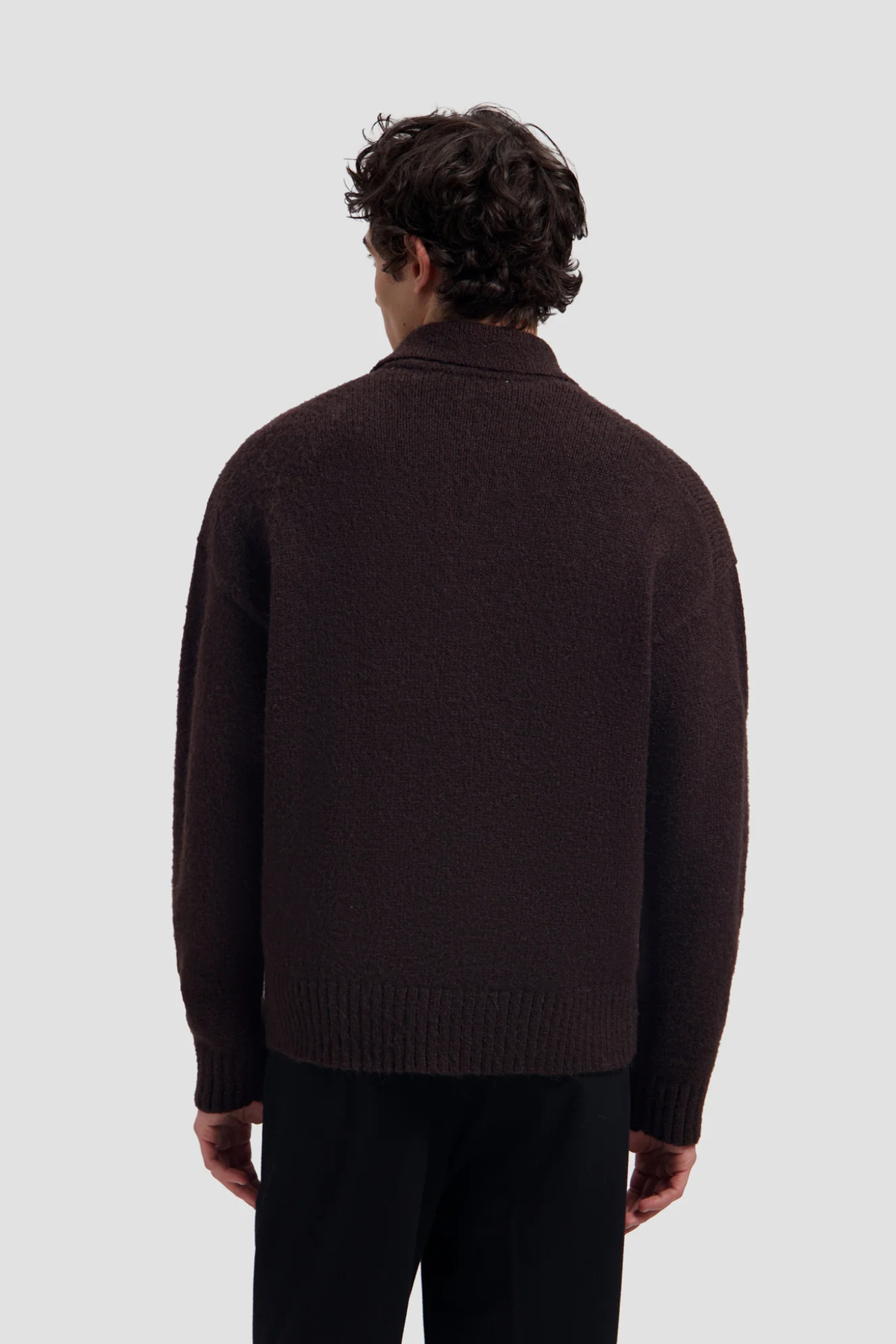 OVERSIZED GEBREIDE POLO - CHOCOLATE PLUM