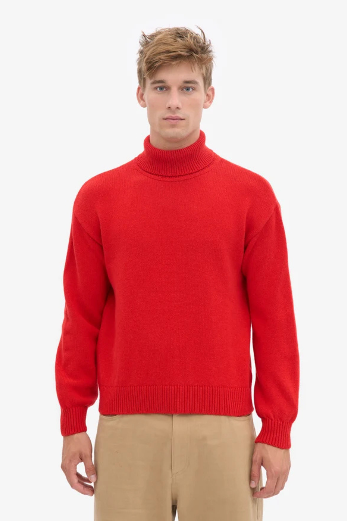 MERINO WOOL TURTLENECK WOMEN - RED TANGERINE