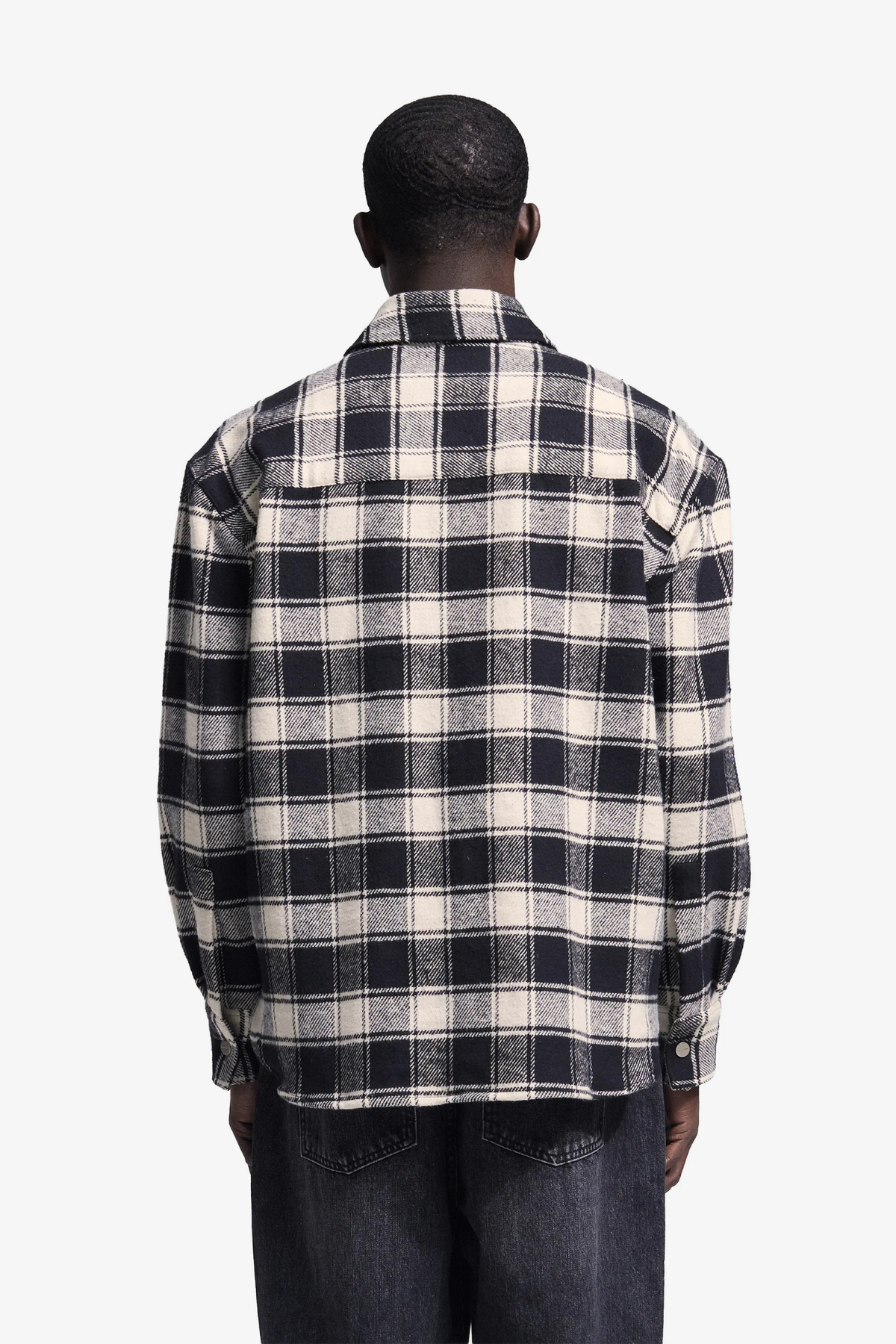 FLANELEN OVERSHIRT - ZWART