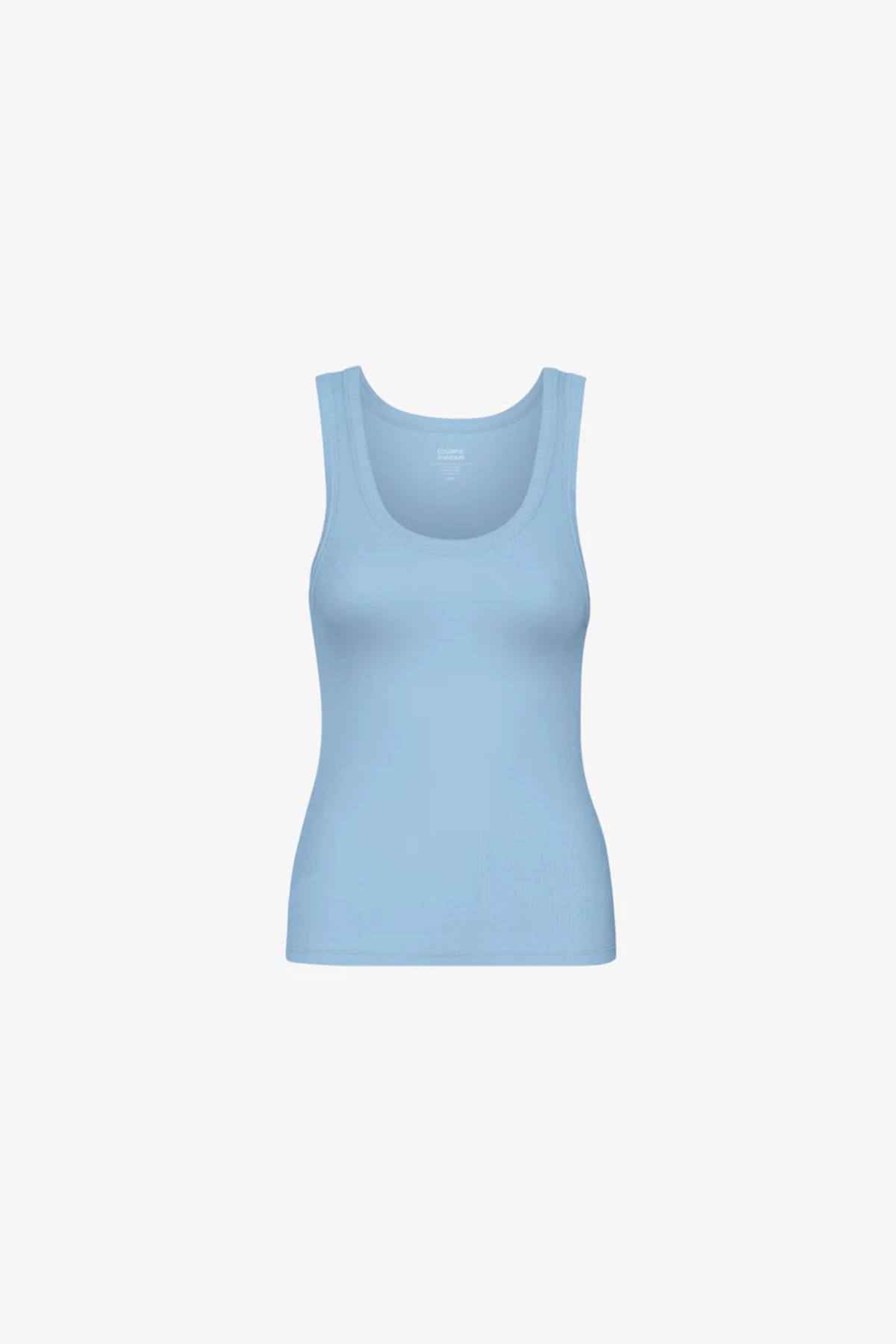 DÉBARDEUR CÔTELÉ EN COTON BIO FEMME - BLEU BORD DE MER