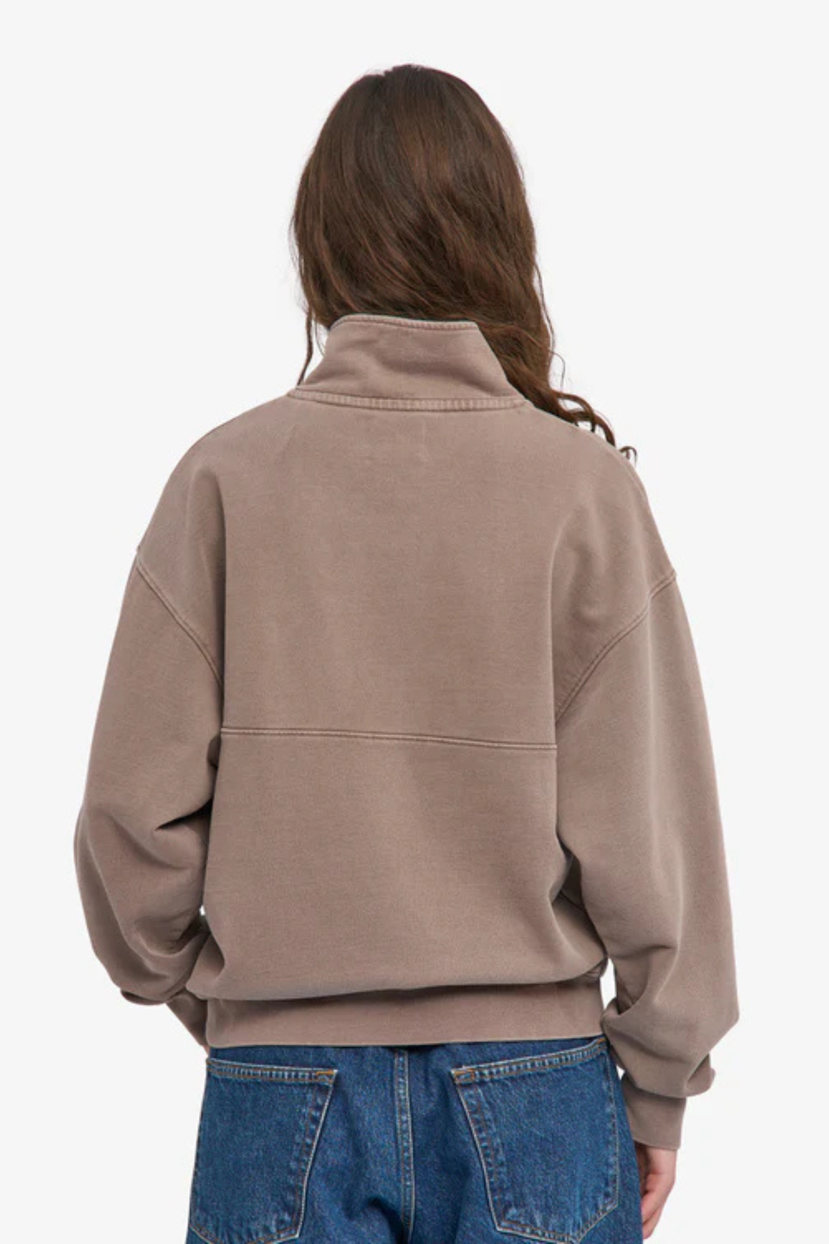 COL À ZIP EN COTON BIO - KAKI DÉLAVÉ