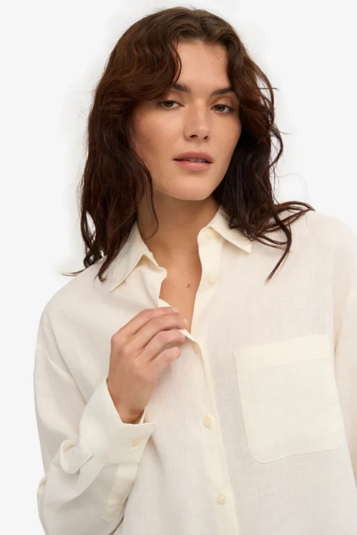 CHEMISE OVERSIZE EN LIN - BLANC IVOIRE