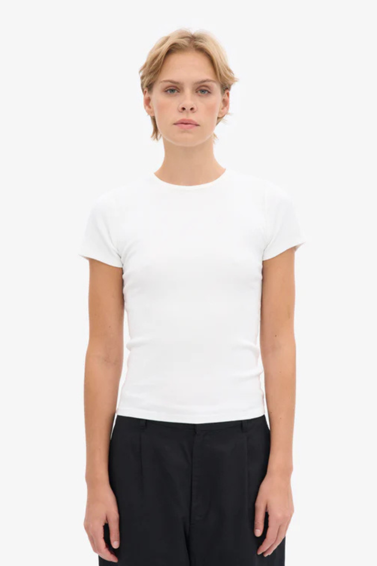 T-SHIRT MANCHES COURTES CÔTELÉ BIO - BLANC OPTIQUE