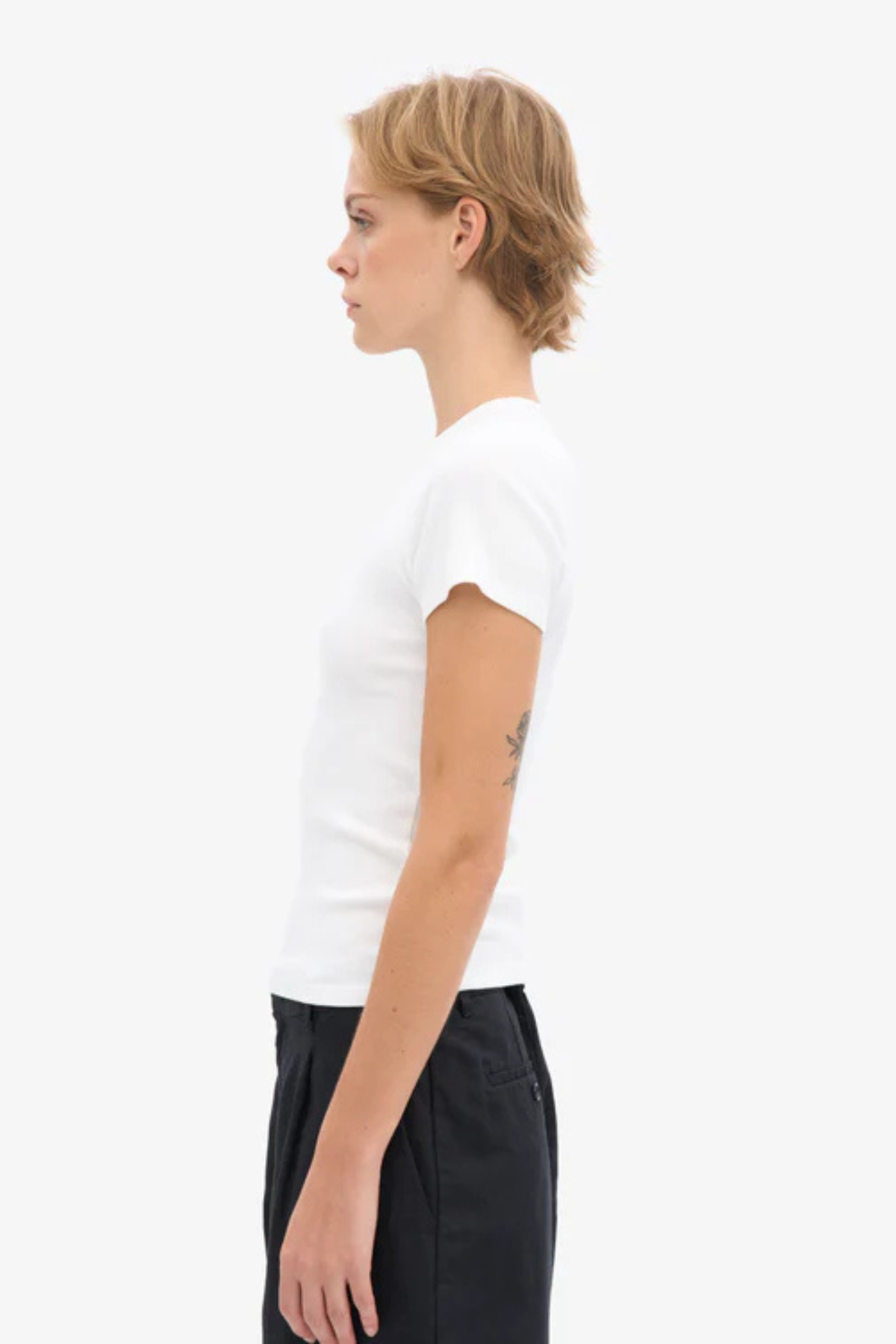 T-SHIRT MANCHES COURTES CÔTELÉ BIO - BLANC OPTIQUE