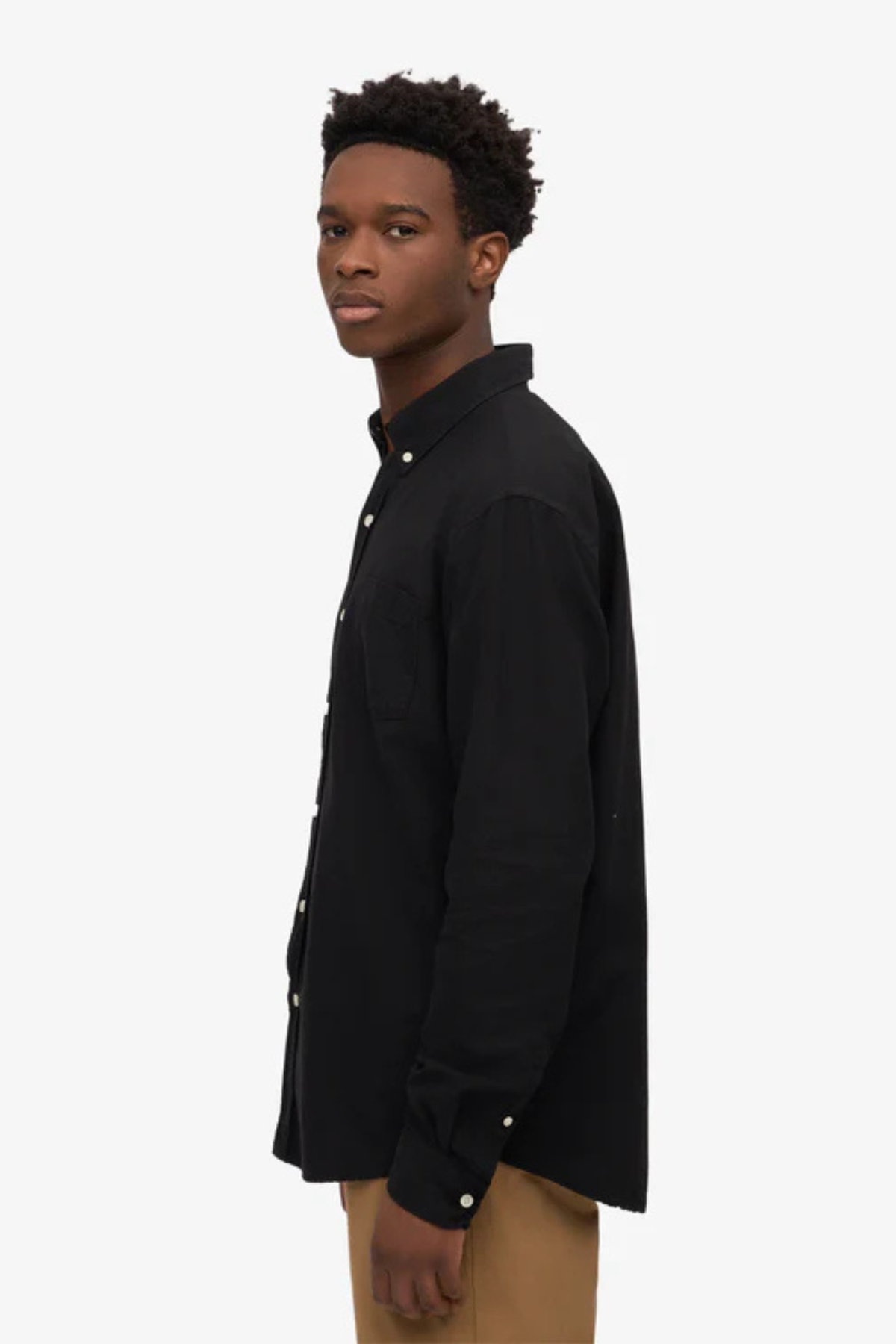 CHEMISE À BOUTONS EN COTON BIO - NOIR PROFOND