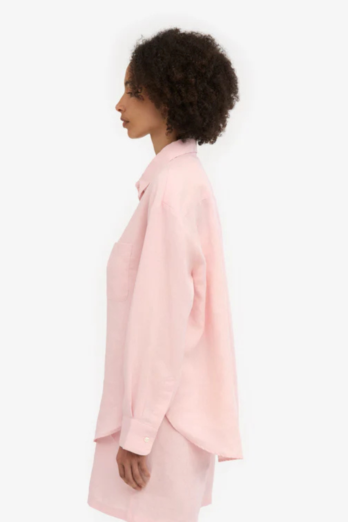 CHEMISE OVERSIZE EN LIN - ROSE DÉLAVÉ