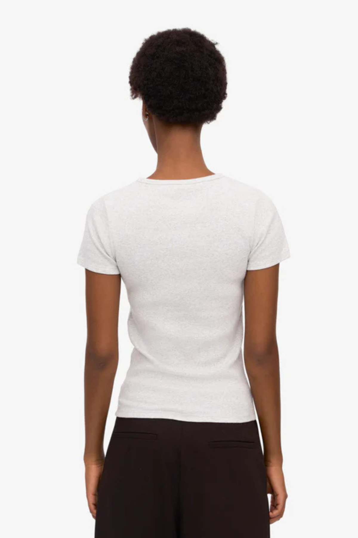 BIOLOGISCH GERIBD T-SHIRT MET KORTE MOUWEN - SNOW MELANGE