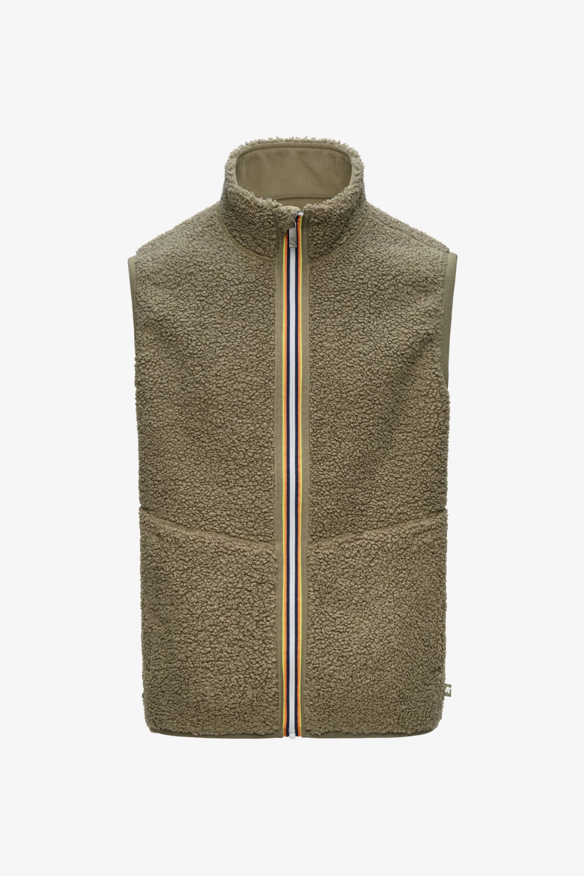 YANNICK SHERPA POLAR DOUBLE FLEECE VEST - GREEN ARMY / BLUE DEPTH