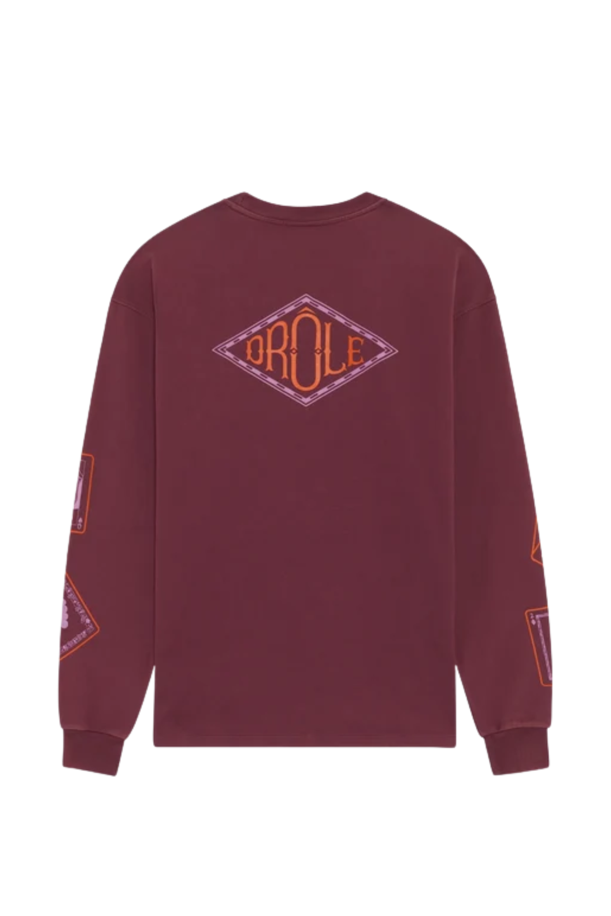 DROLE CARDS PRINT LONGSLEEVE T-SHIRT - BURGUNDY