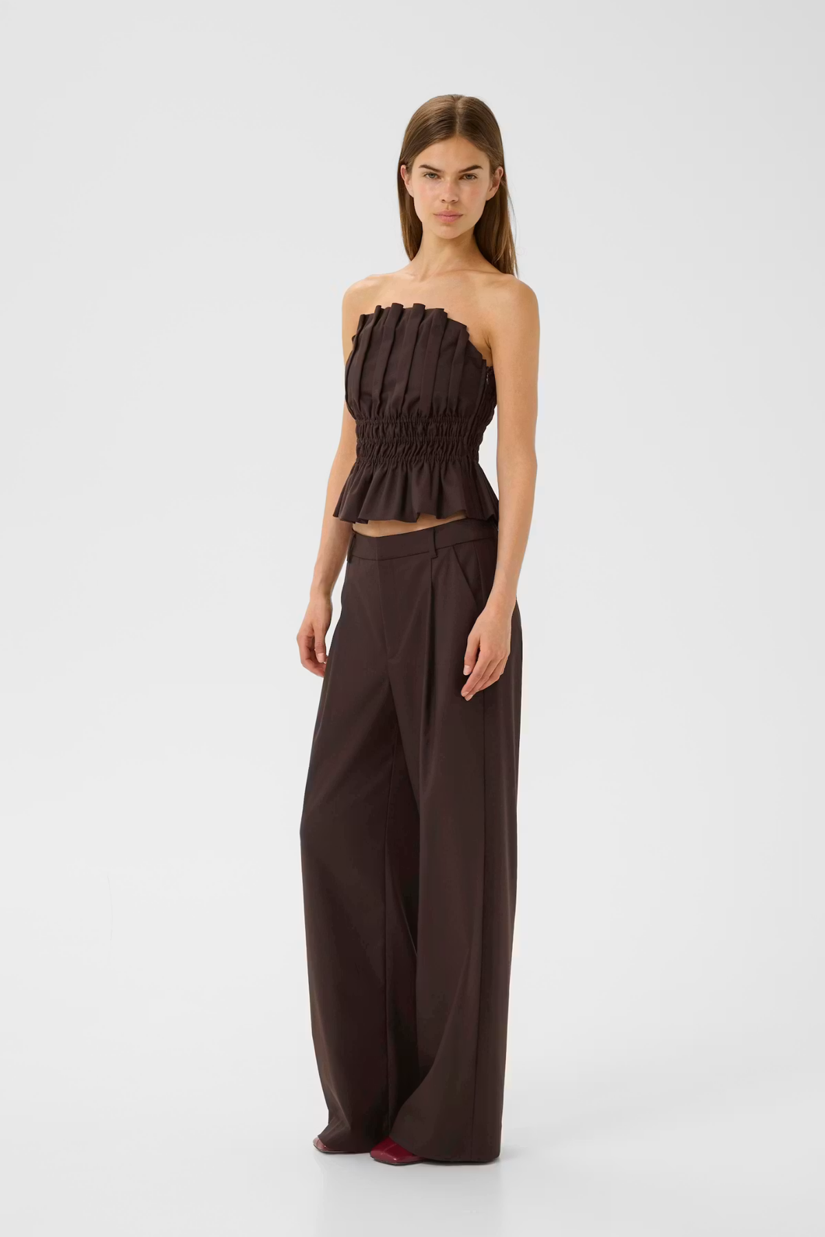 PANTALON LARGE PAULA MW - MARRON