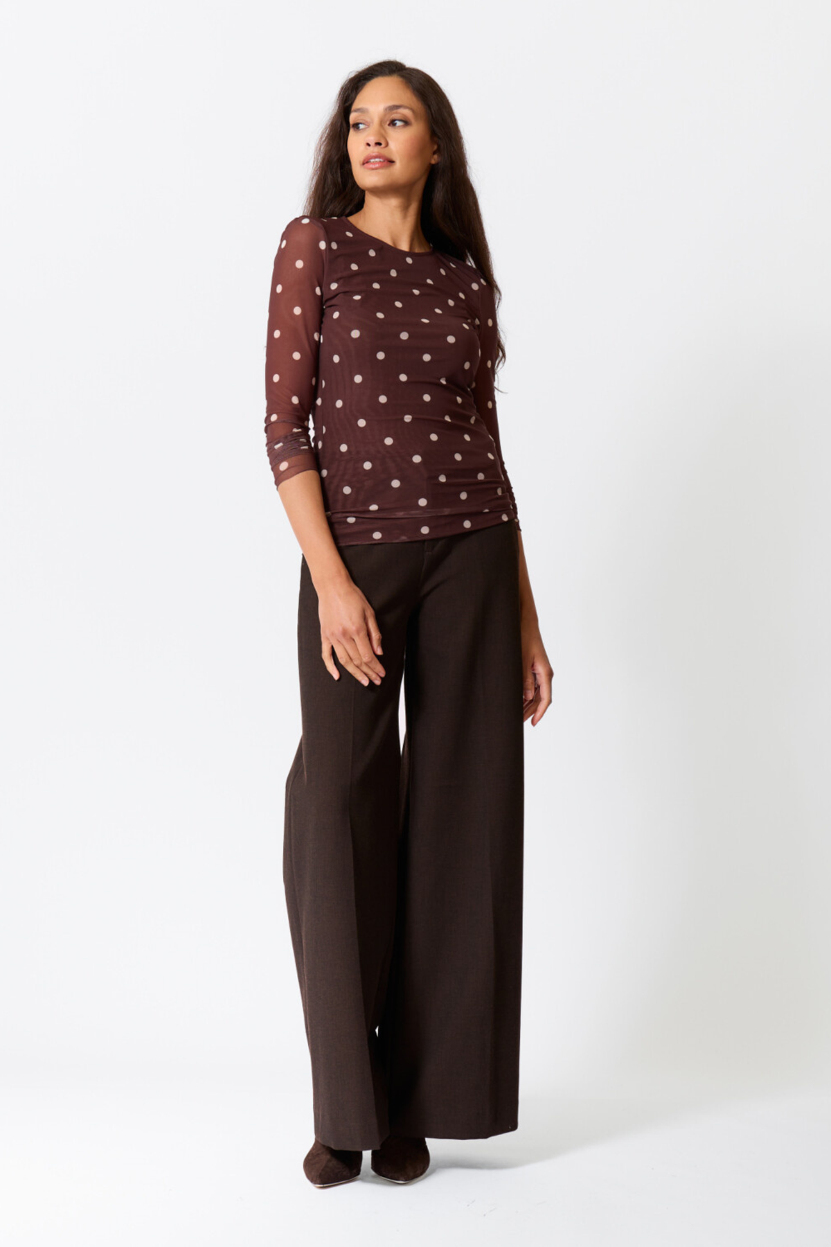 PANTALON POLAIRE SILVIA WIDE ROBLE - CHOCOLAT