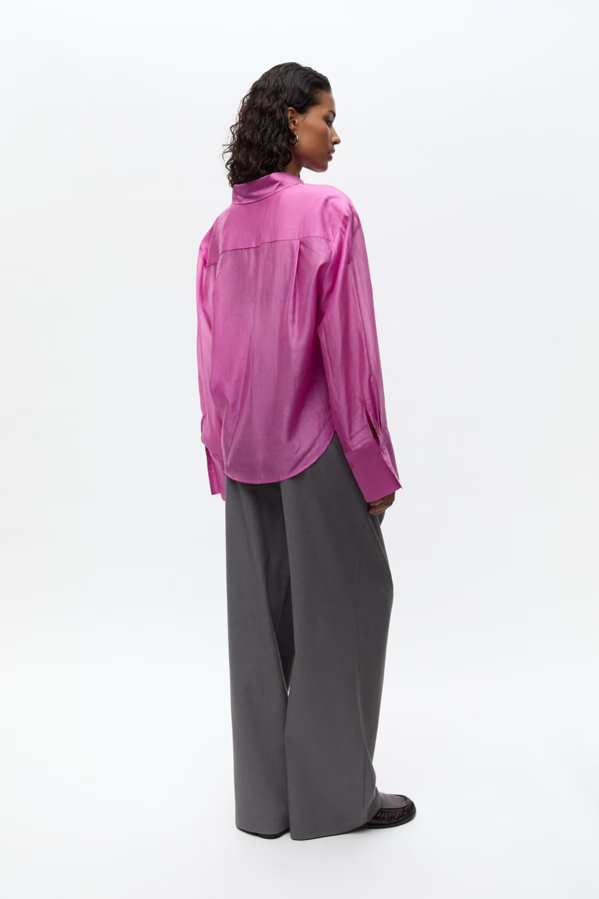 WEB LS KORT OVERHEMD - PINK CARNATION