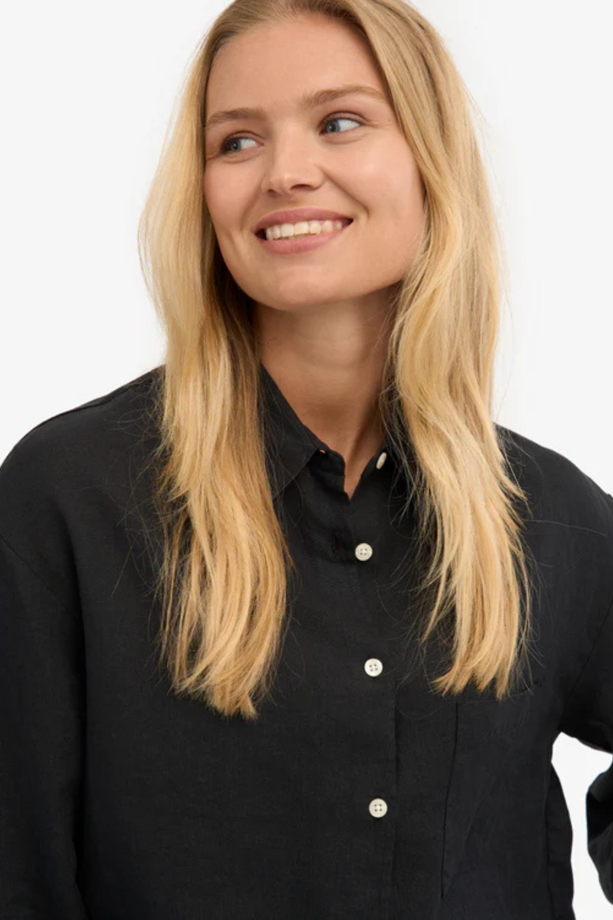 CHEMISE OVERSIZE EN LIN - NOIR PROFOND