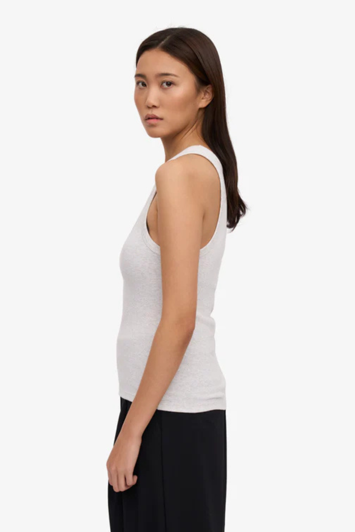 DÉBARDEUR CÔTELÉ BIO FEMME - GRIS CHINÉ