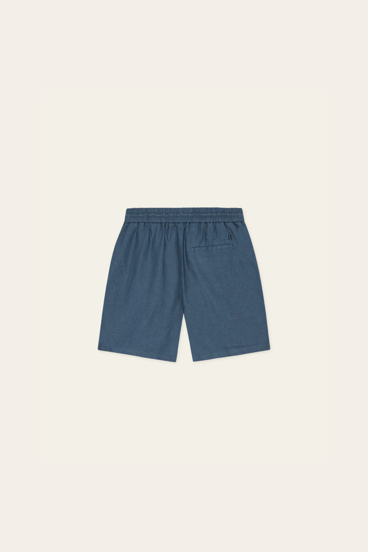 SHORTS EN LIN À CORDON DE SERRAGE - BLEU JEAN FONCÉ