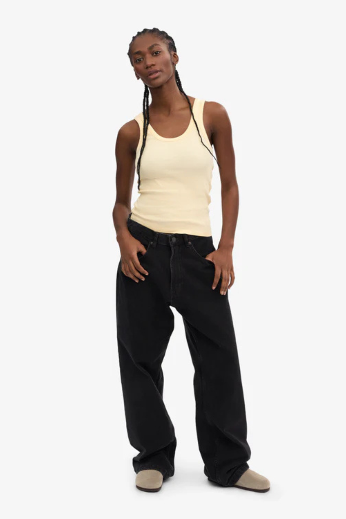DÉBARDEUR CÔTELÉ BIO FEMME - JAUNE DOUX