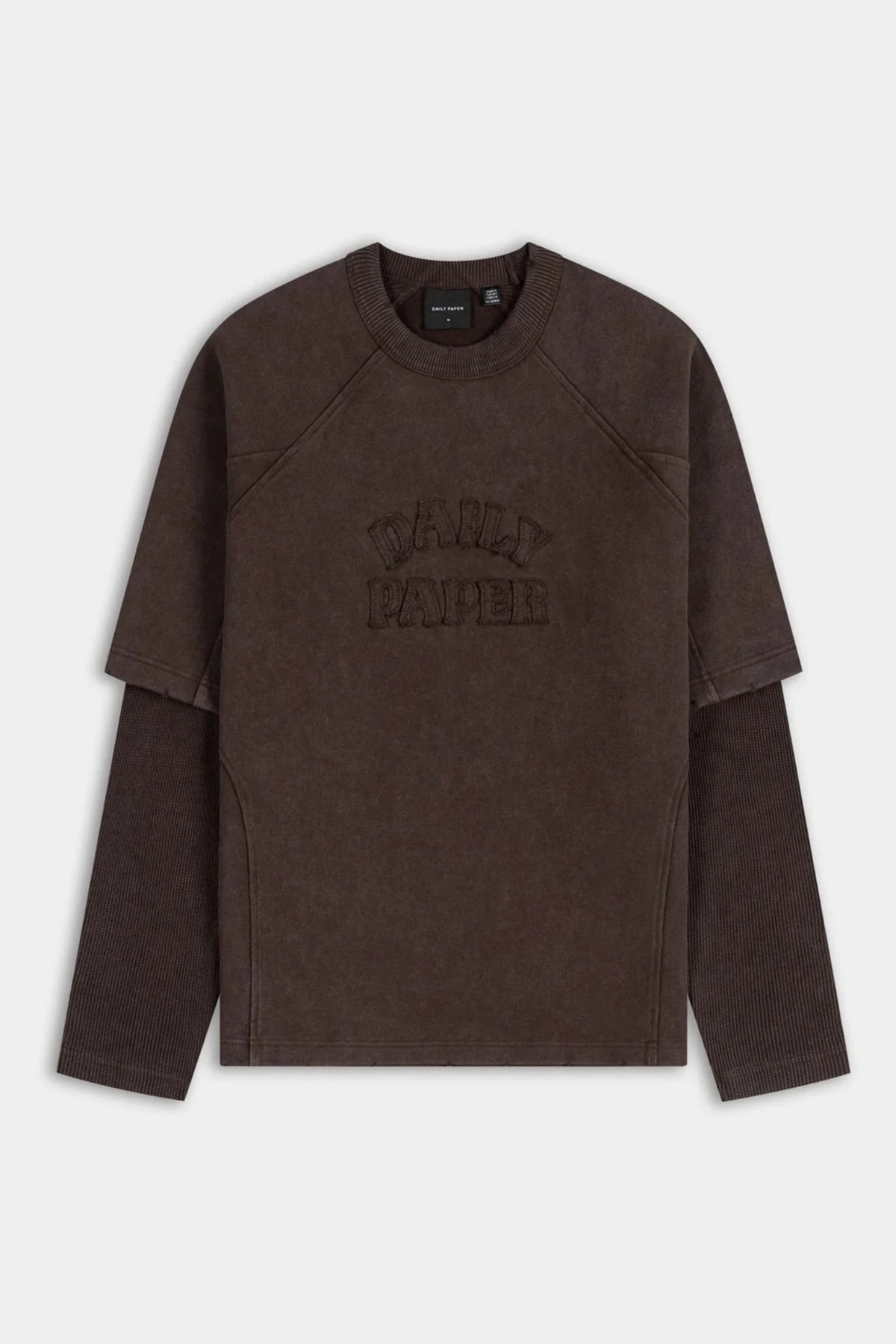 T-SHIRT RAGLAN À MANCHES LONGUES SUPERPOSÉES - TAUPE