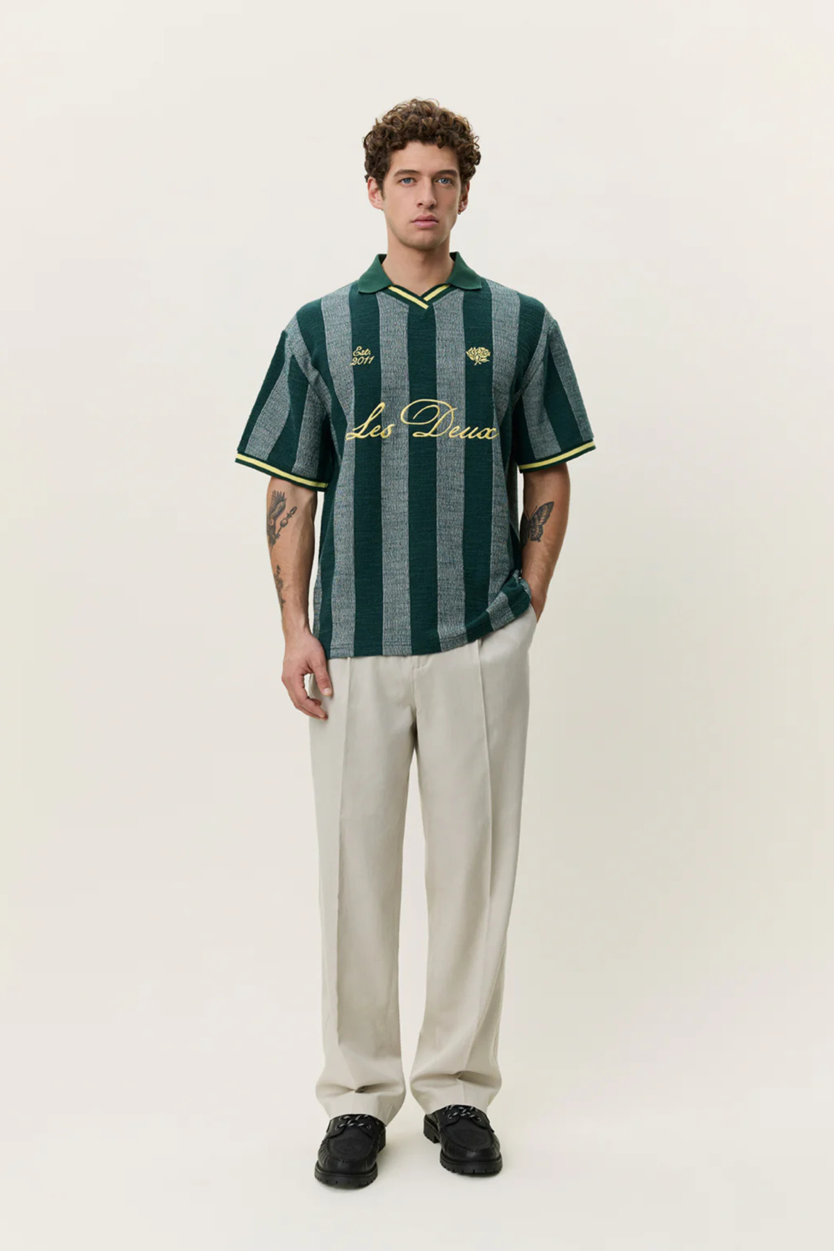 MAILLOT DE FOOTBALL EN JACQUARD À RAYURES - VERT SAPIN