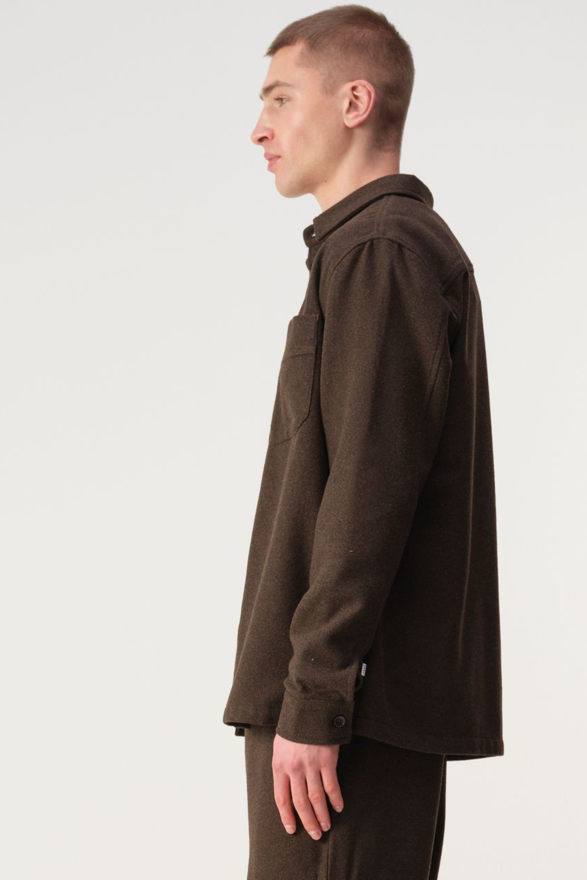 SURCHEMISE EN LAINE SCE - MARRON MÉLANGÉ