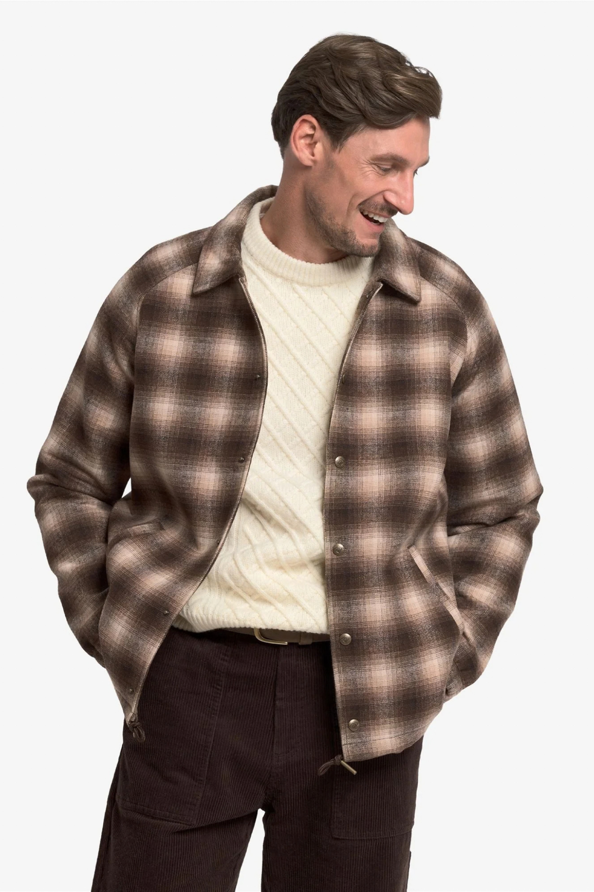 VESTE TENDER WOOLCHECK - BLANC NATUREL-BEIGE-MARRON