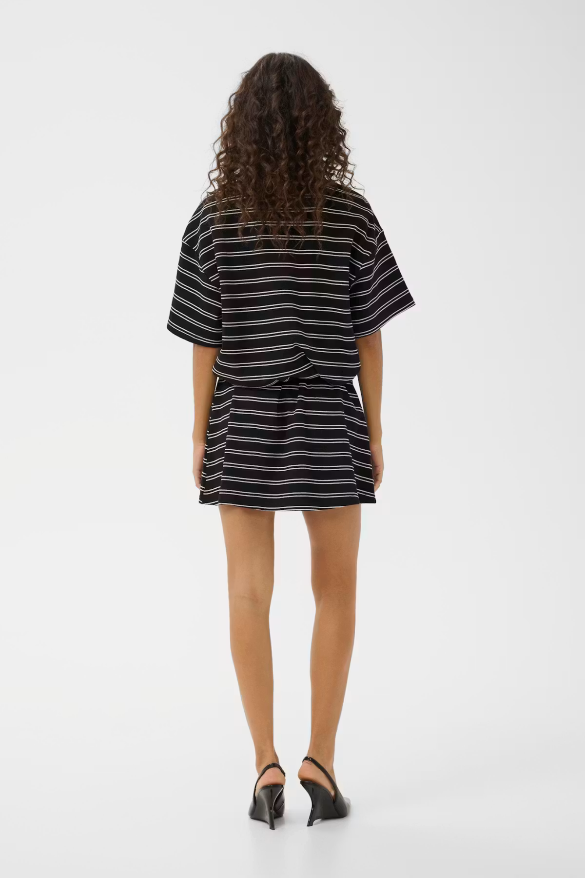 PILOVA POLO SHIRT - BLACK WHITE STRIPED
