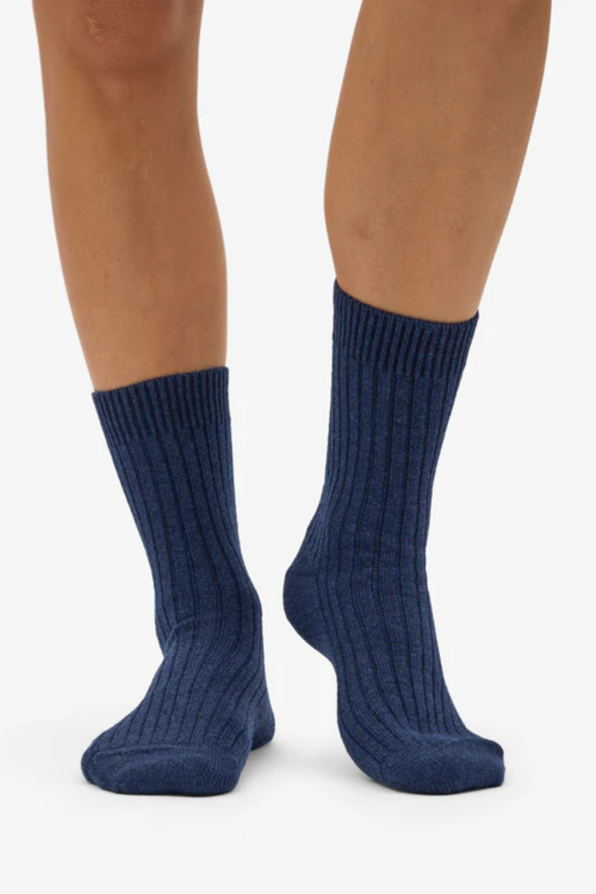 CHAUSSETTE EN MÉLANGE DE LAINE MÉRINOS - BLEU MARINE