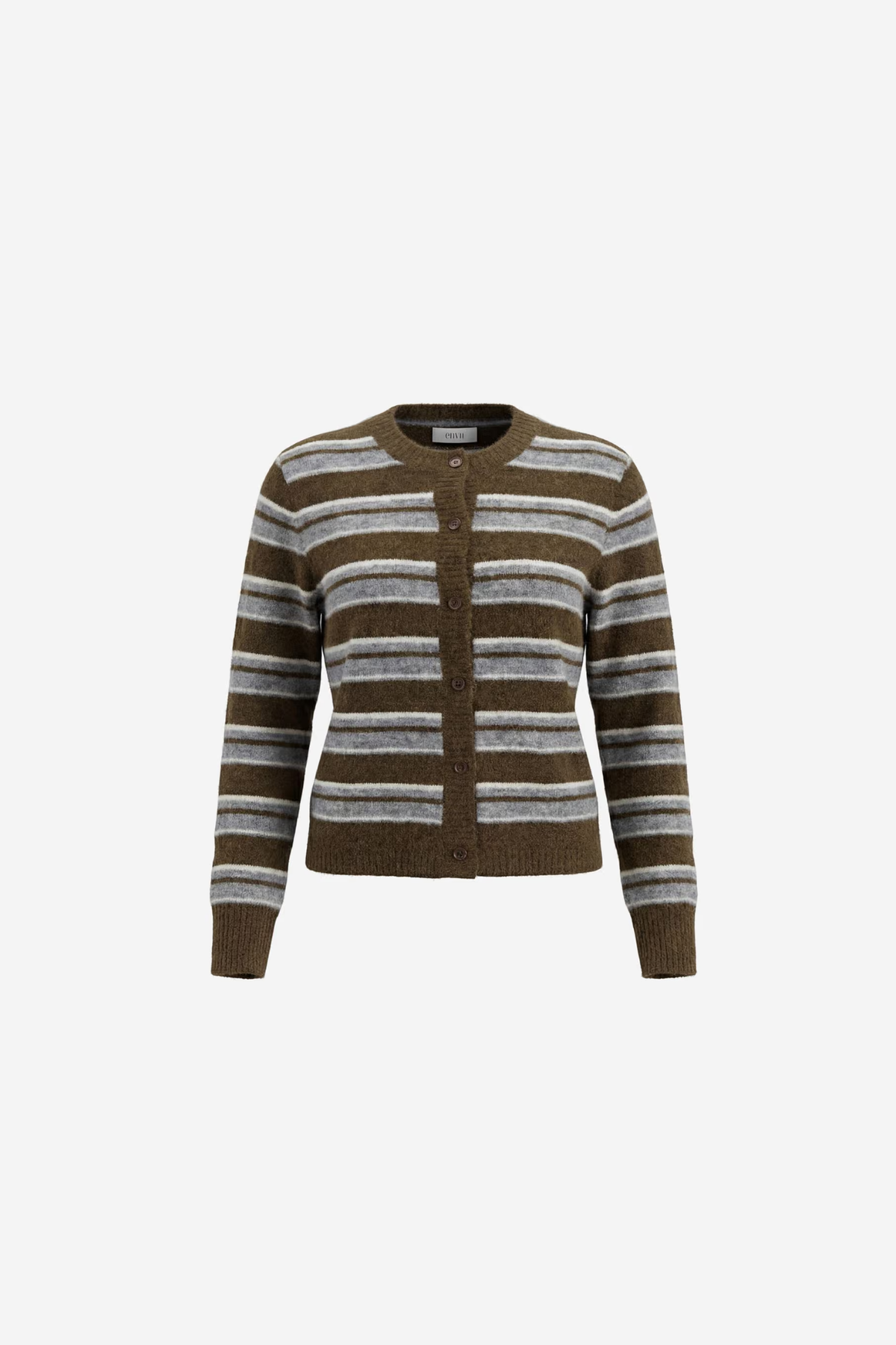 ADA LS CARDIGAN ST - OLIVE STRIPE