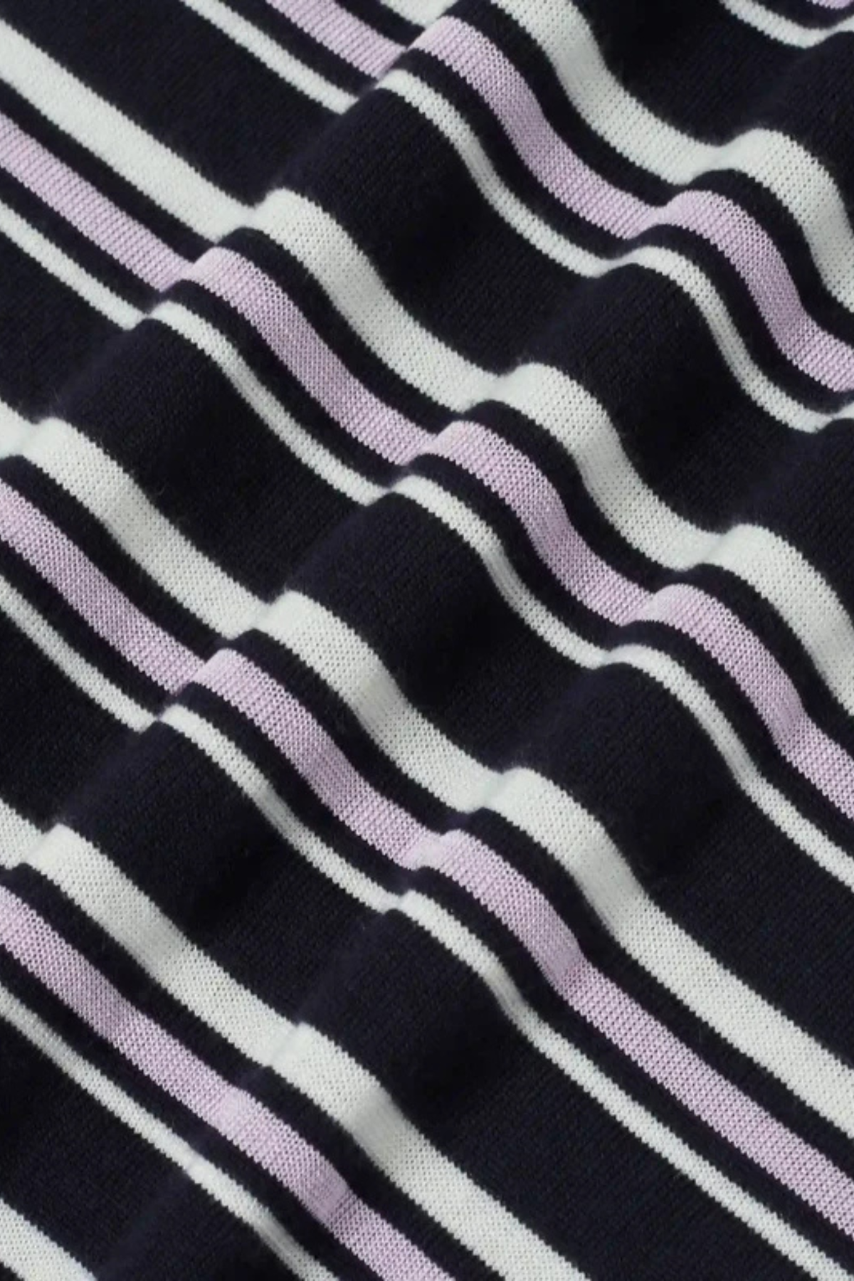 STRIPED KNITWEAR LONGSLEEVE POLO - NAVY