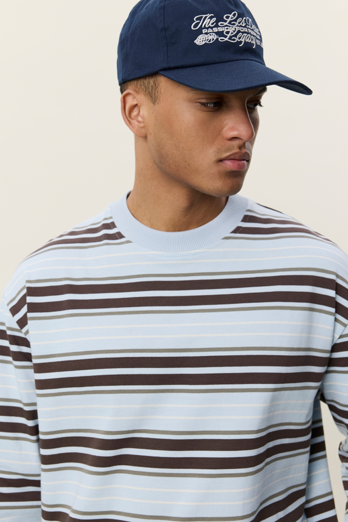 STRIPE T-SHIRT MET LANGE MOUWEN - SKYWAY BLUE