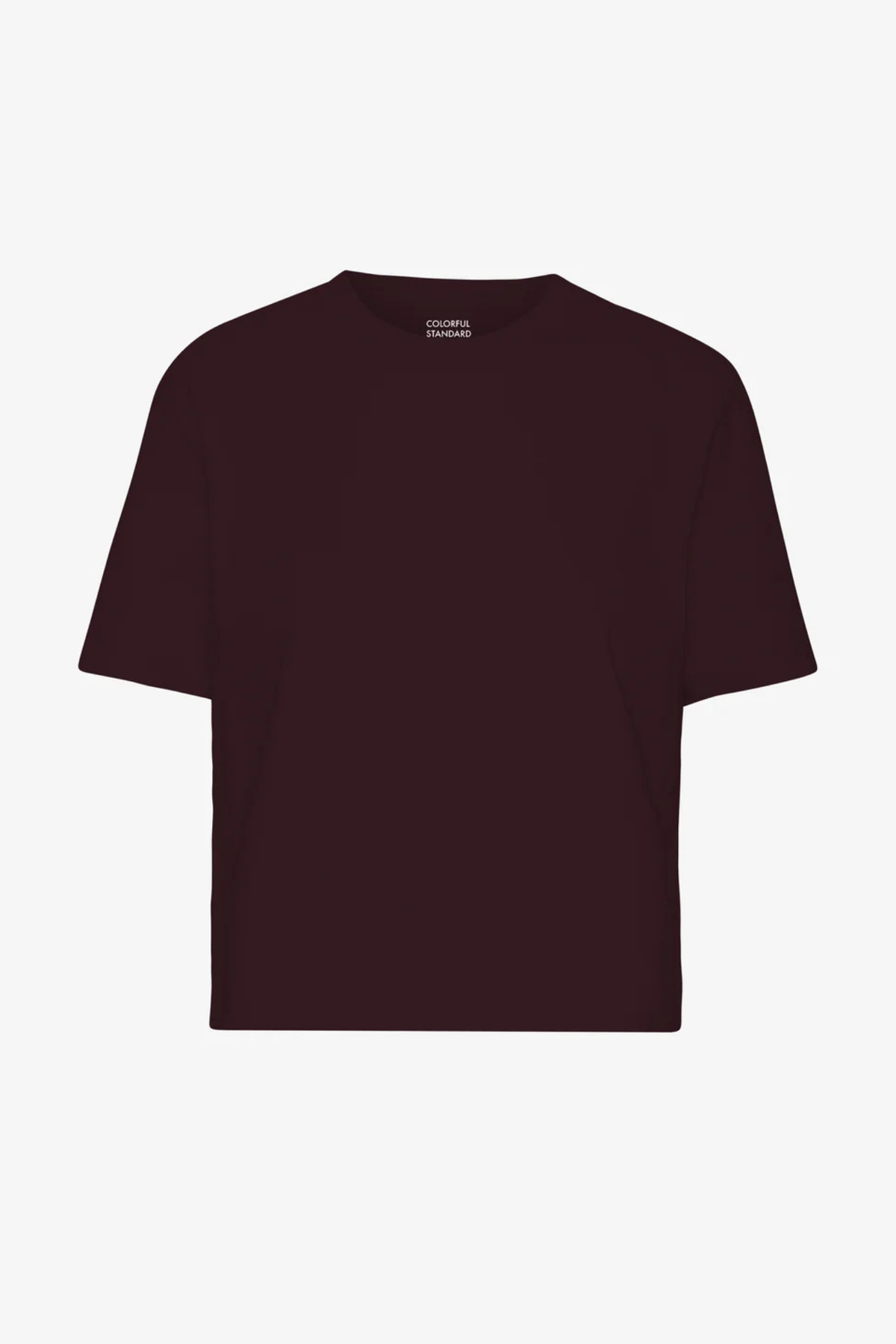 ORGANIC BOXY CROP TEE - OXBLOOD RED