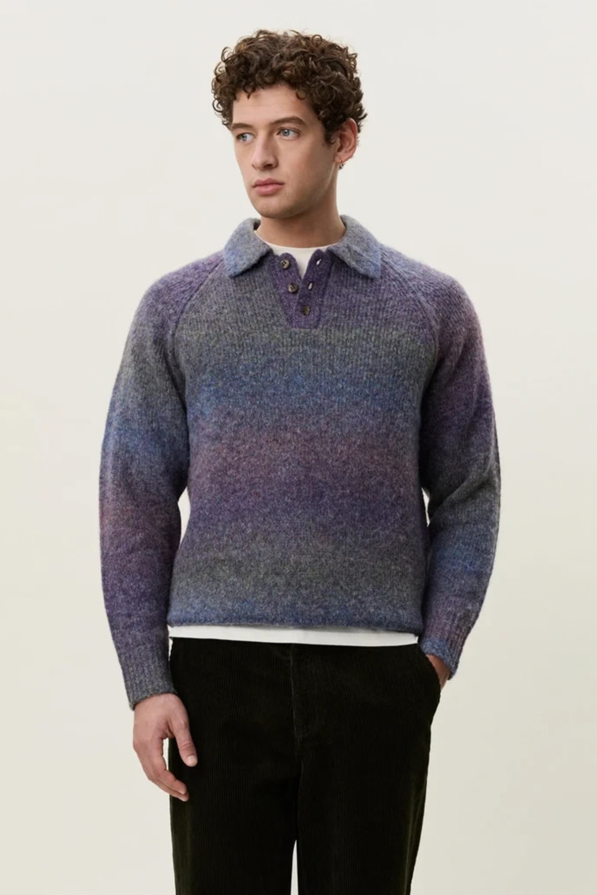 POLO EN MAILLE DÉGRADÉ - VIOLET PRUNE ÉPICÉ